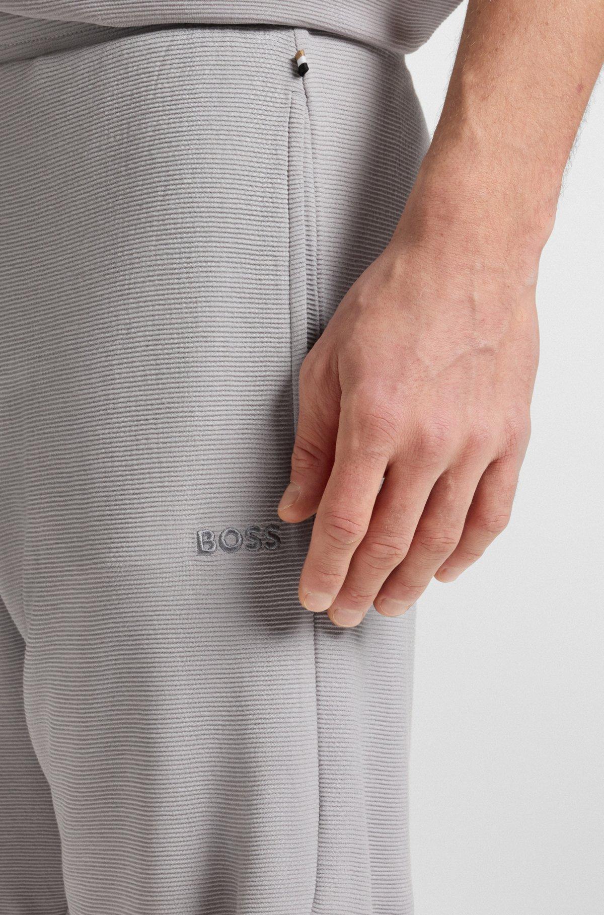 BOSS - Stretch-jersey pajama shorts with embroidered logo - Light Grey Product Image
