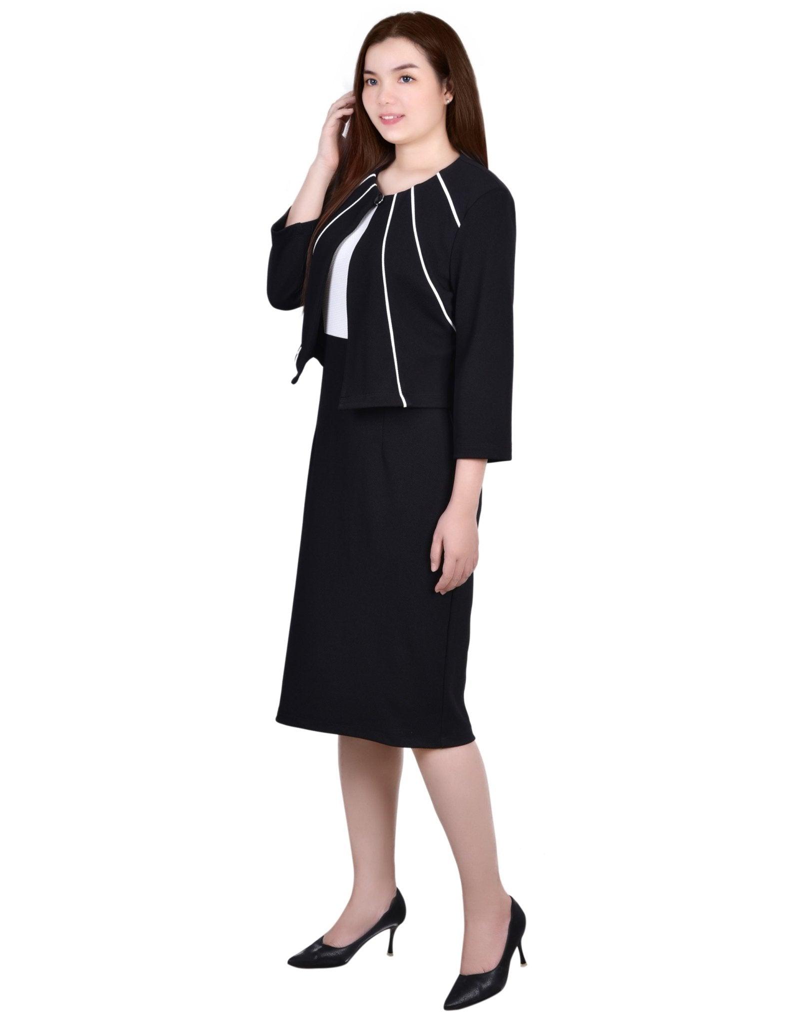 Black 2 Piece Colorblocked Dress Set Product Image
