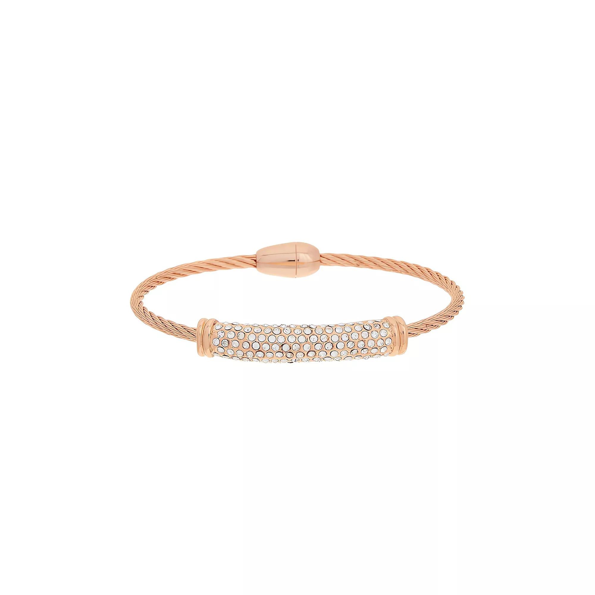Juvell 18k Rose Gold Plated Cubic Zirconia Bangle Bracelet, Women's, Size: 7", Pink Tone Product Image