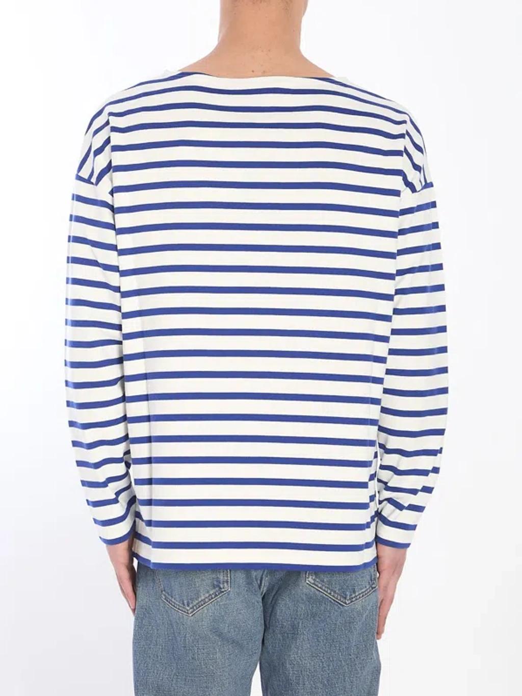 VALENTINO Garavani Men Embroidered Cotton T-shirt In Stripped Product Image