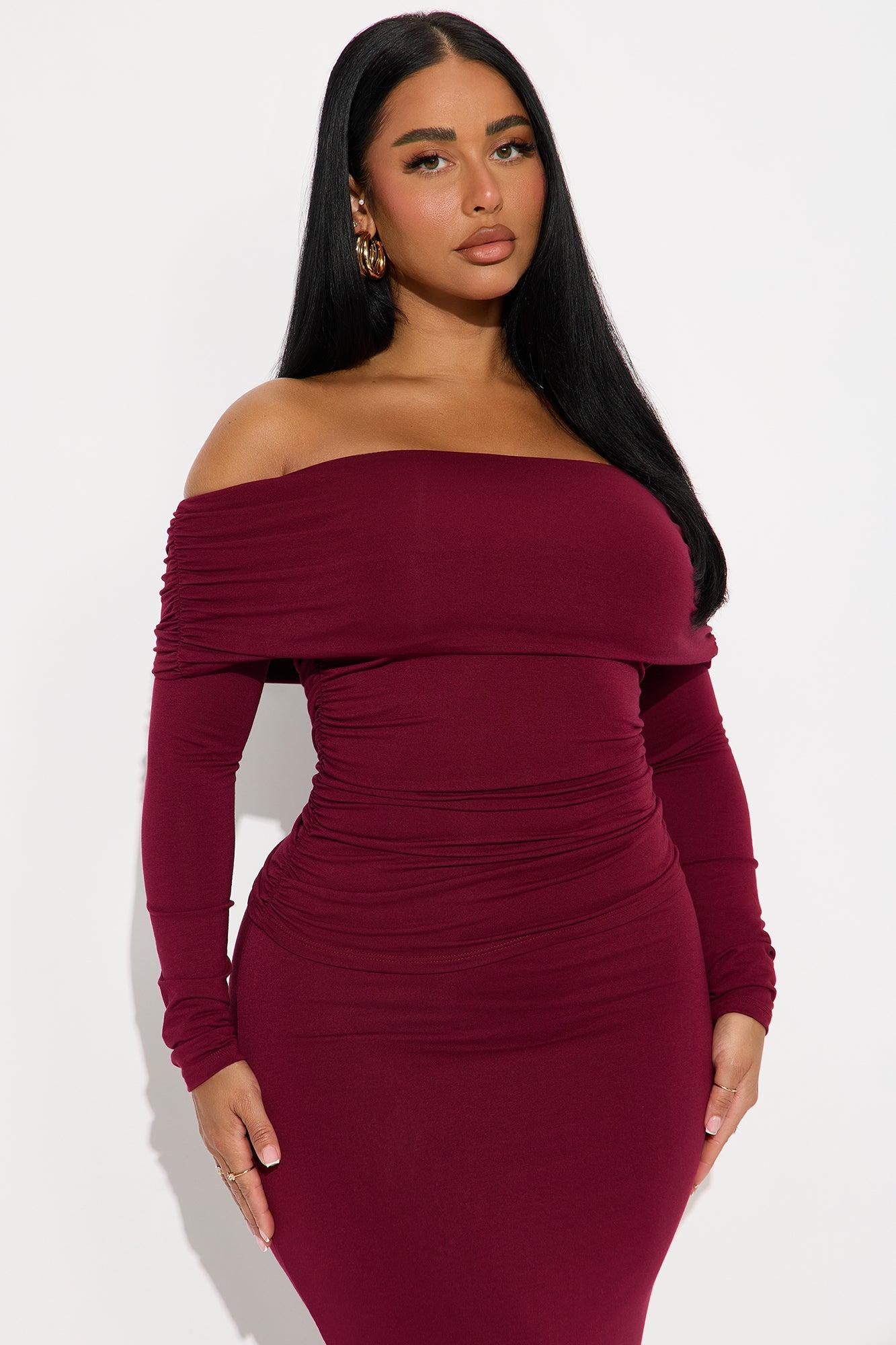 Hailey Double Lined Maxi Skirt Set - Wine Female Product Image