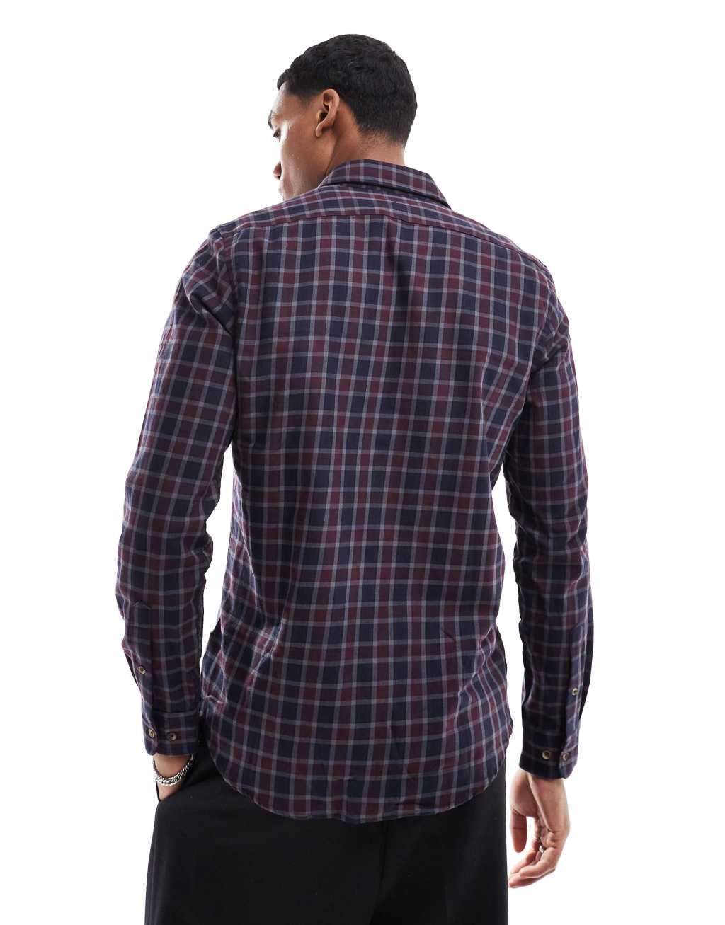 Scalpers Martyn Tartan Plaid Shirt In Navy  Product Image