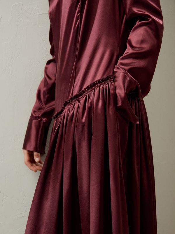 Villemajou Pleated Silk Maxi Shirt Dress Product Image