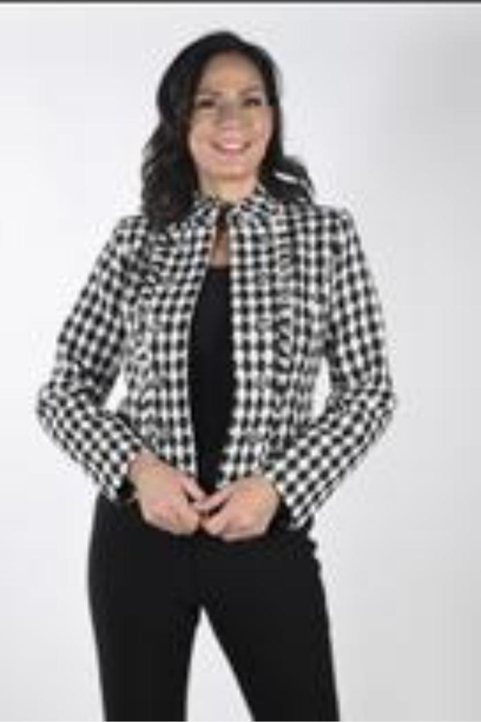 Black and Ivory Houndstooth Short Jacket Product Image