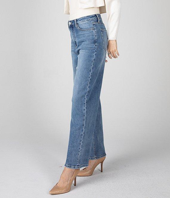 Ceros Jeans Super High Rise Zip/Button-Front Closure Wide Leg Jeans Product Image