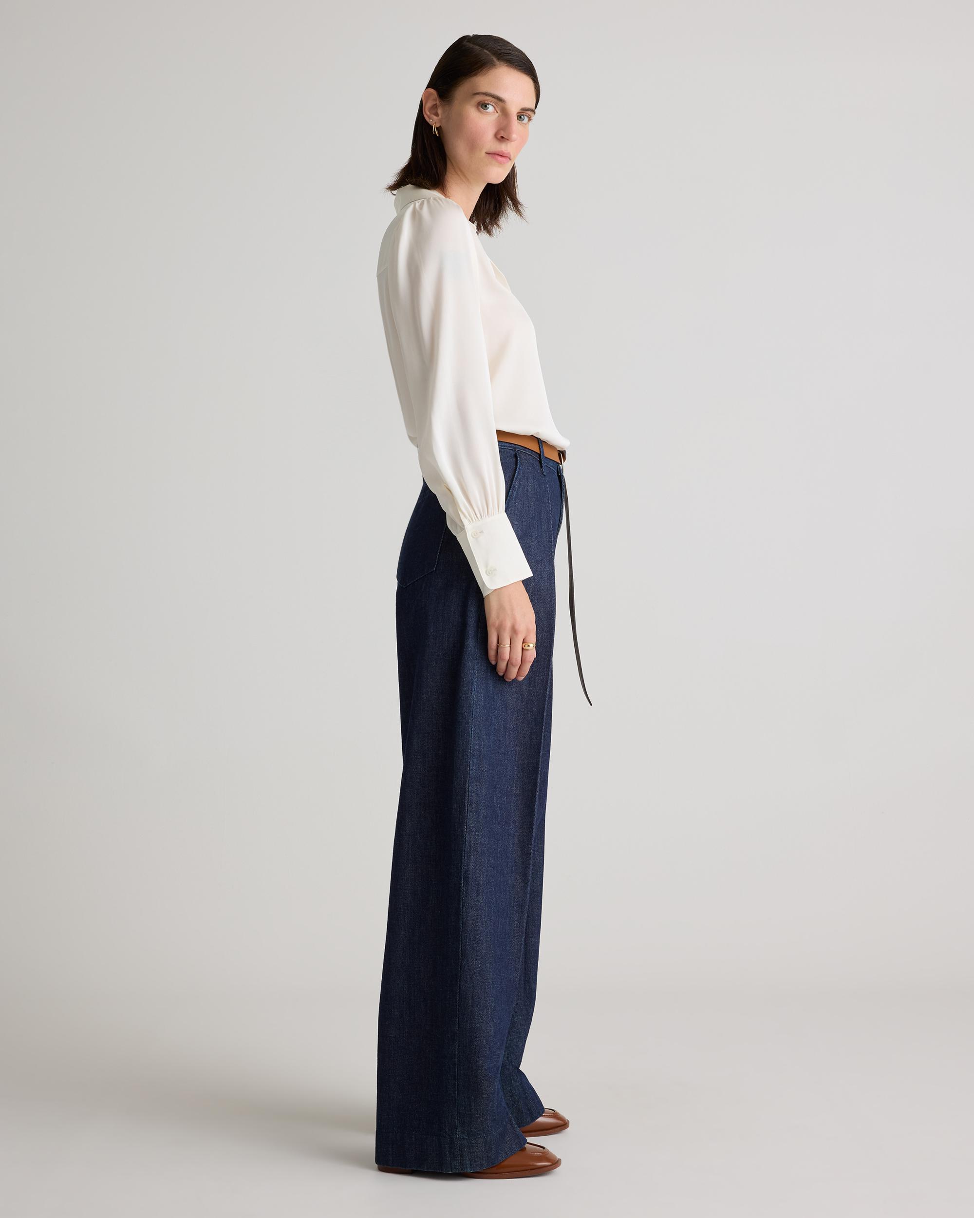 Quince | Women's Washable Stretch Silk Split Neck Blouse Mulberry Silk Product Image