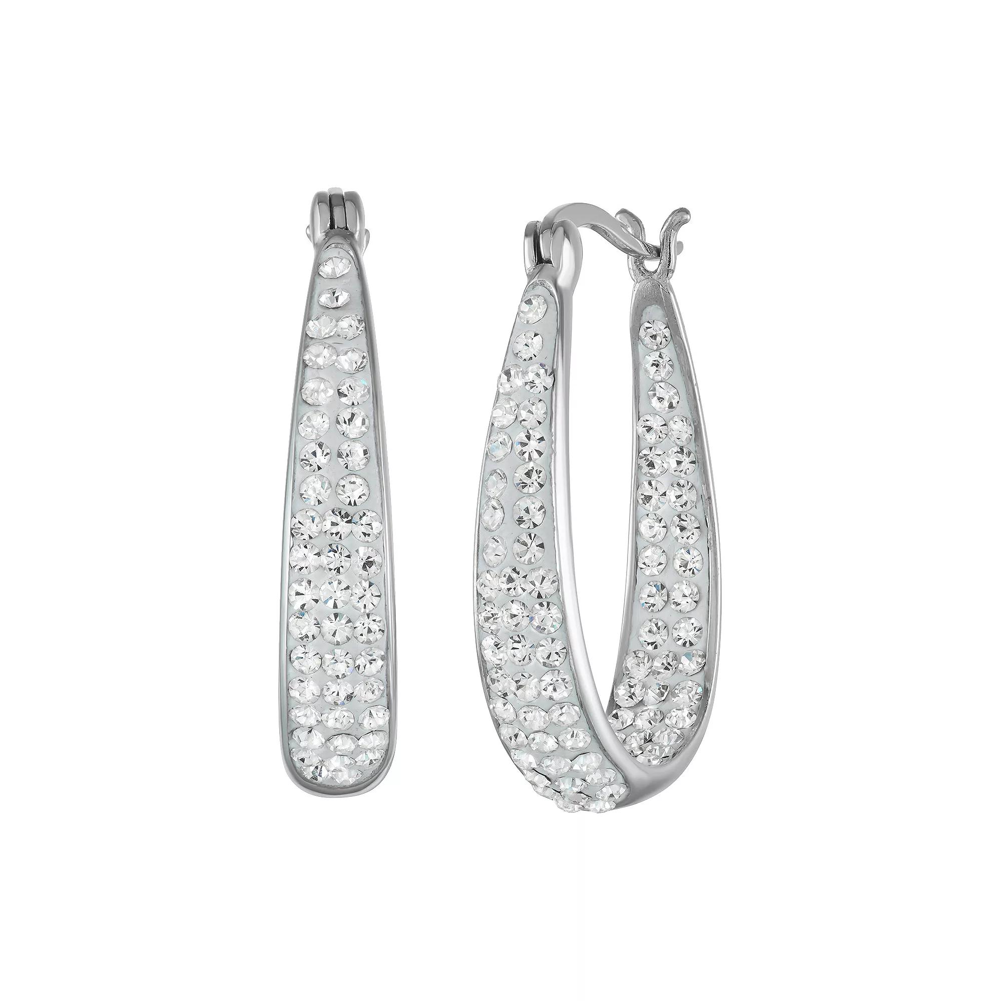 Chrystina Inside Out Crystal Hoop Earrings, Women's, Silver Tone Product Image