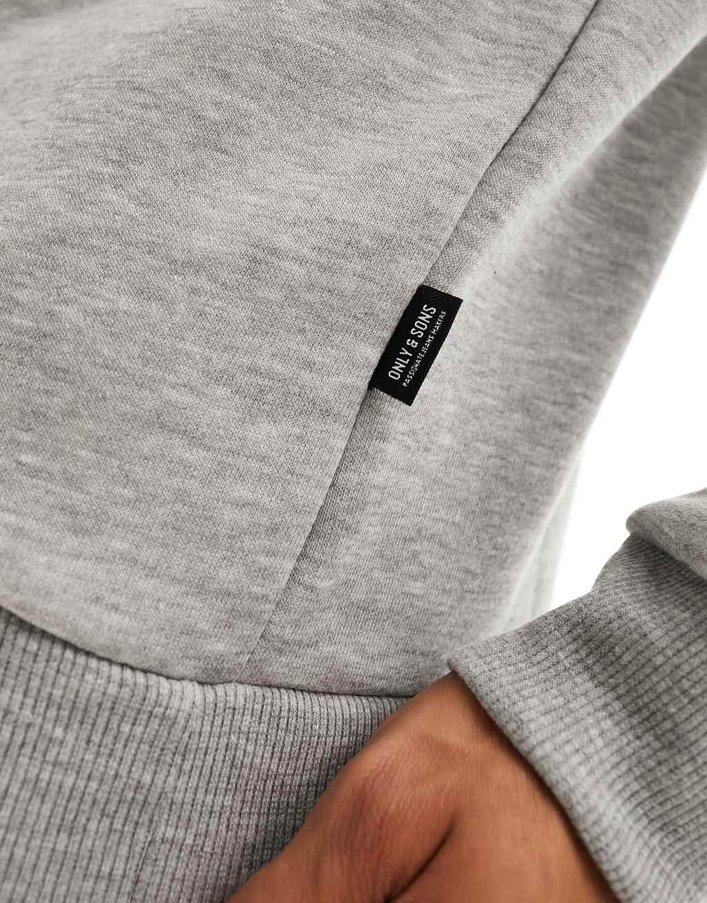 Only & Sons crewneck sweatshirt in gray Product Image
