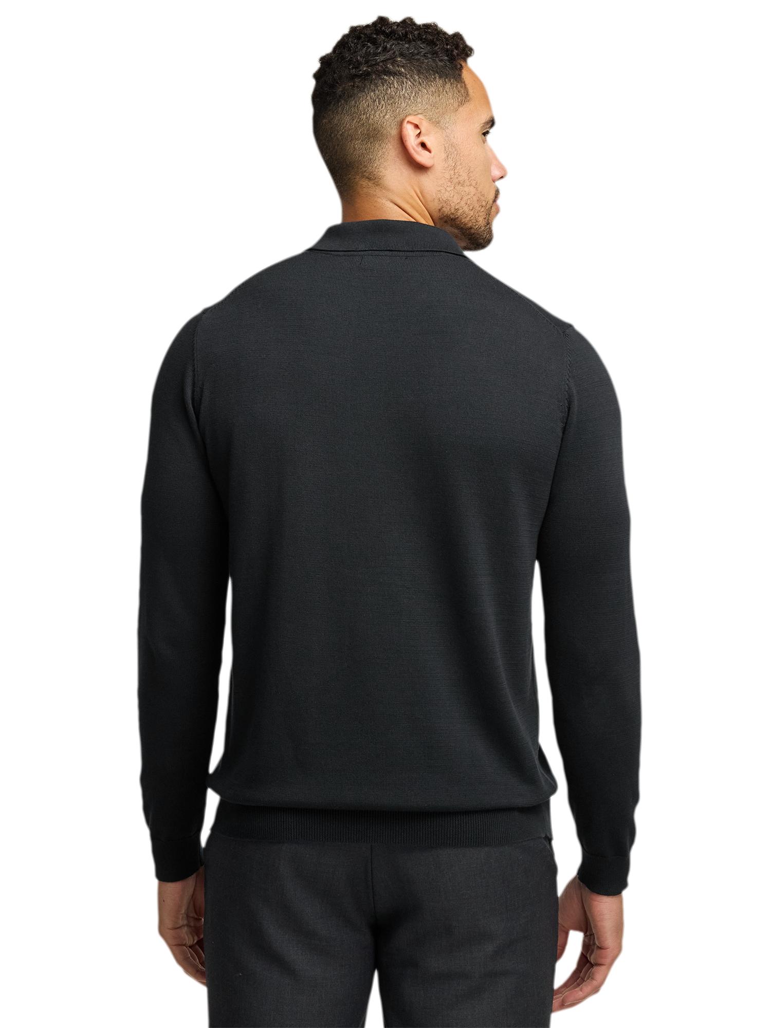 Supima Cotton Three Button Polo - Black Product Image