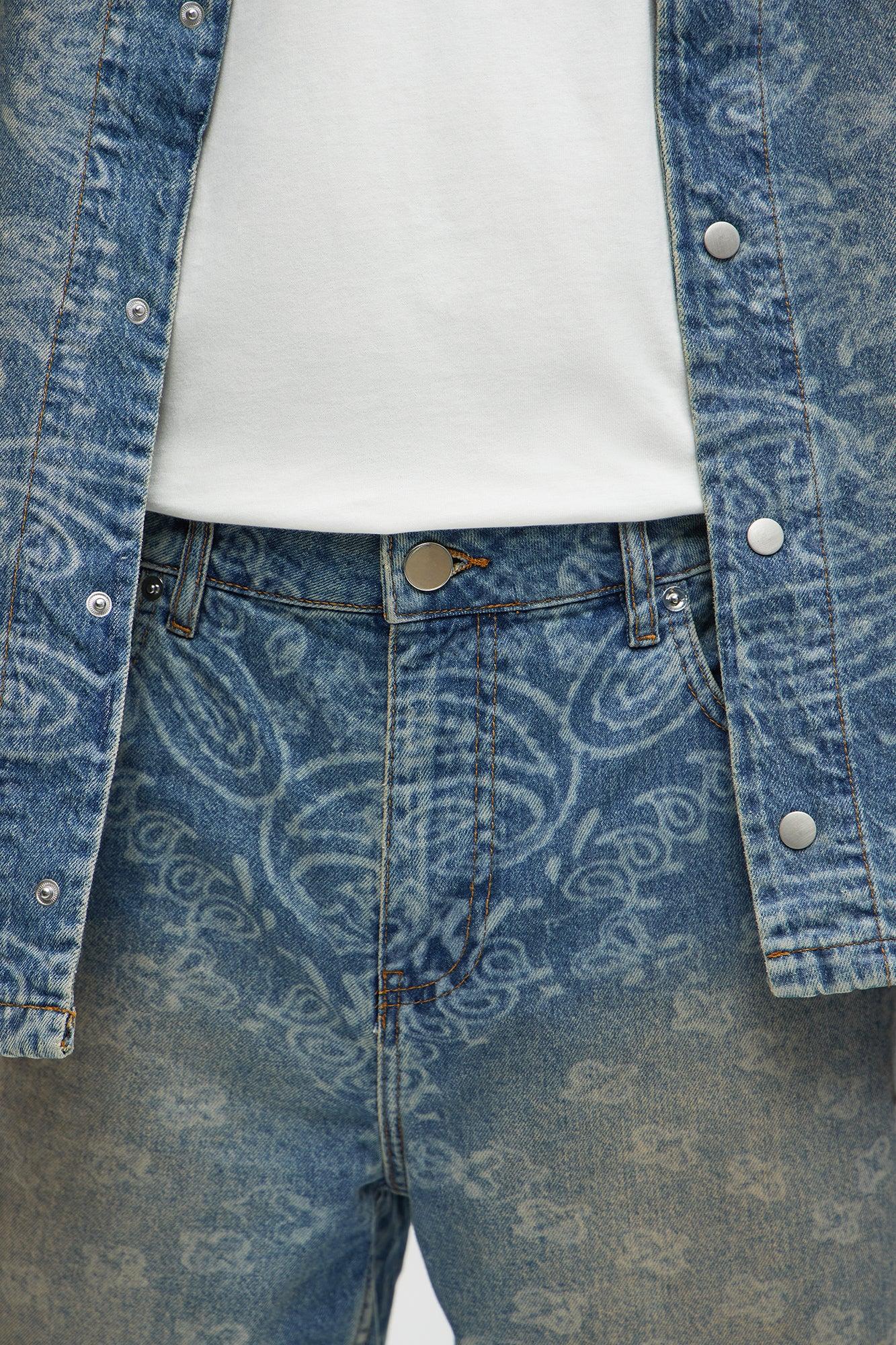Paisley Last Relaxed Denim Shorts - Medium Blue Wash Product Image