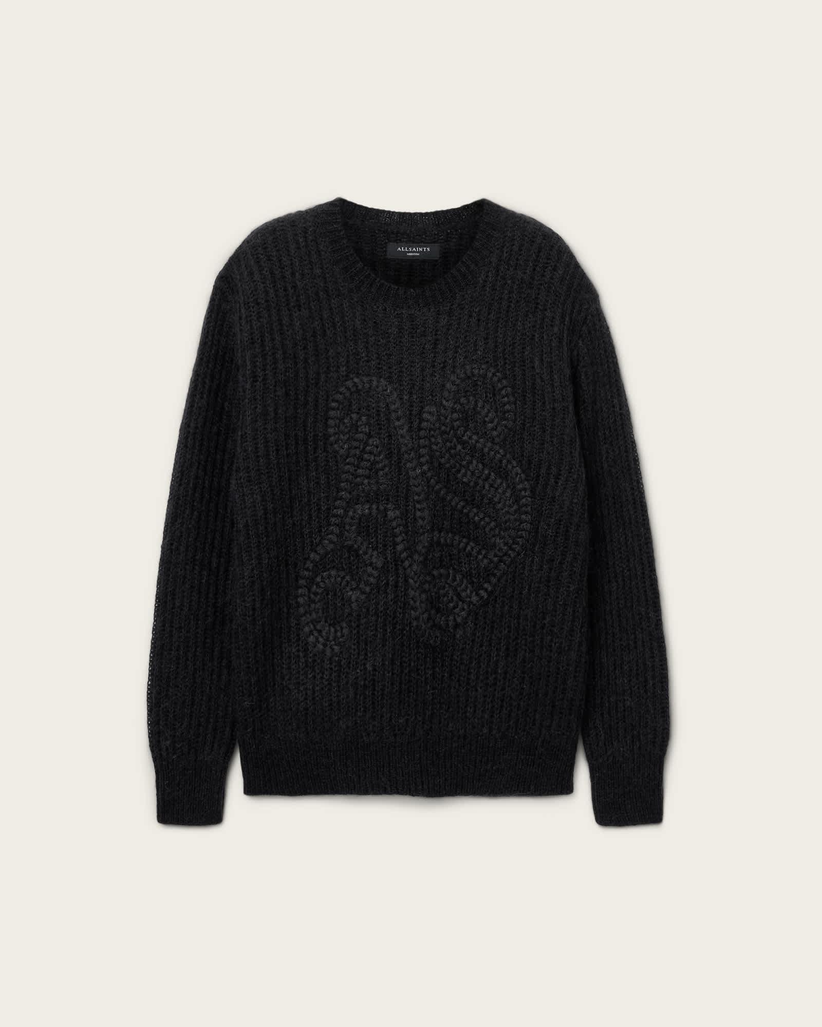 Chainy Embroidered Sweater Black | ALLSAINTS US Product Image