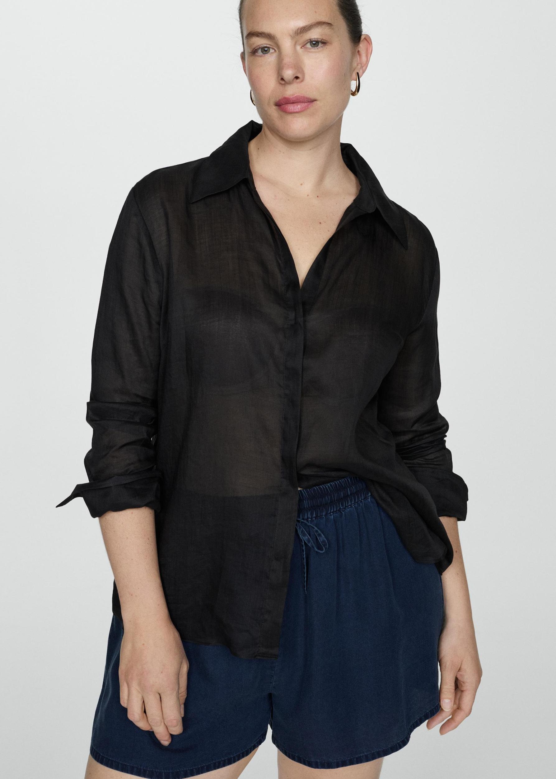 Lyocell shorts with elastic waist - Women | MANGO USA Product Image