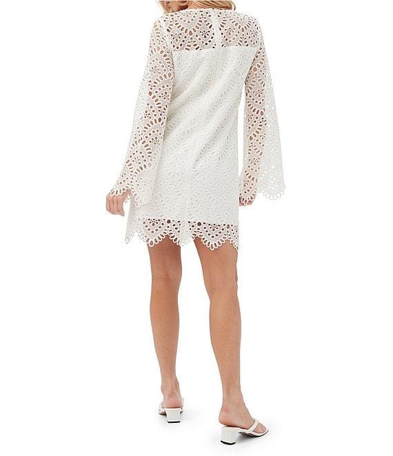 Trina Turk Arles Lerins Lace Round Neck Long Bell Sleeve Dress Product Image
