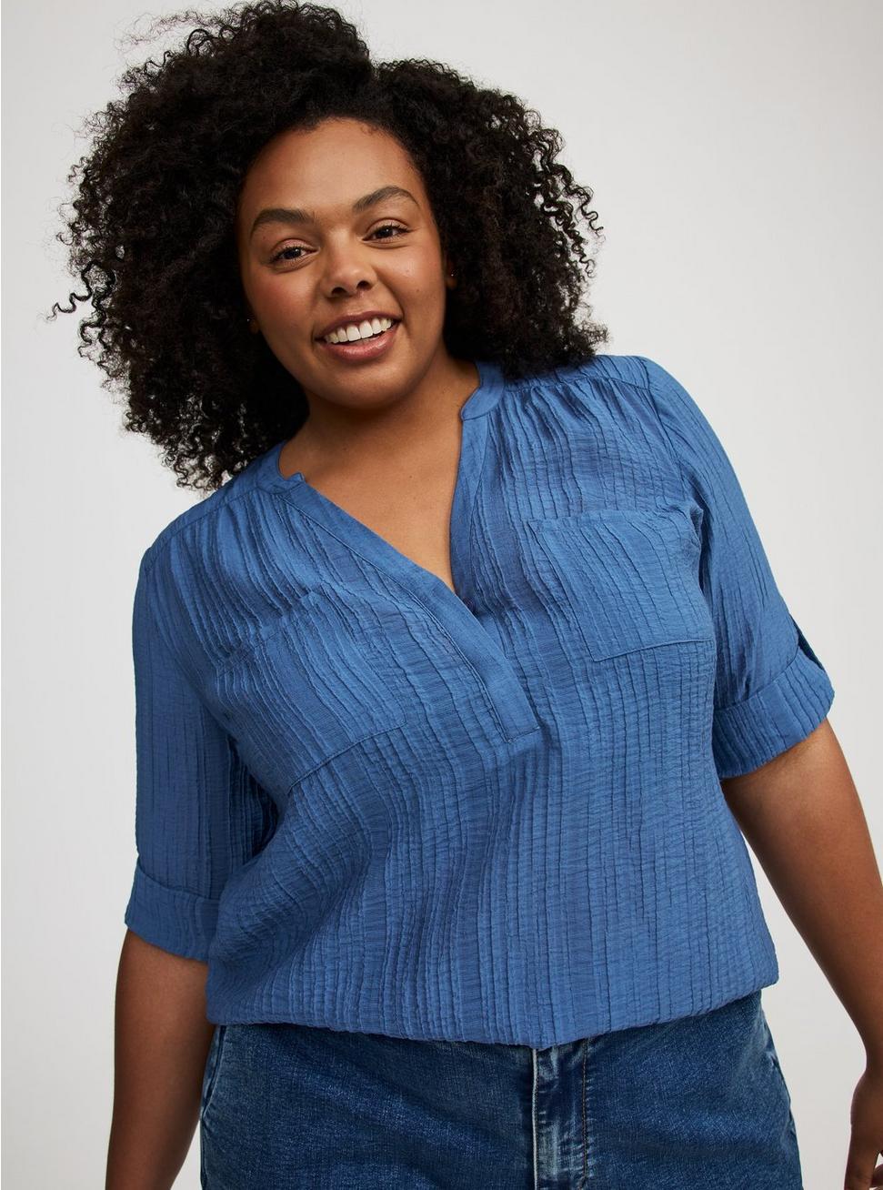 Harper Textured Stripe 3/4 Pullover Blouse Product Image