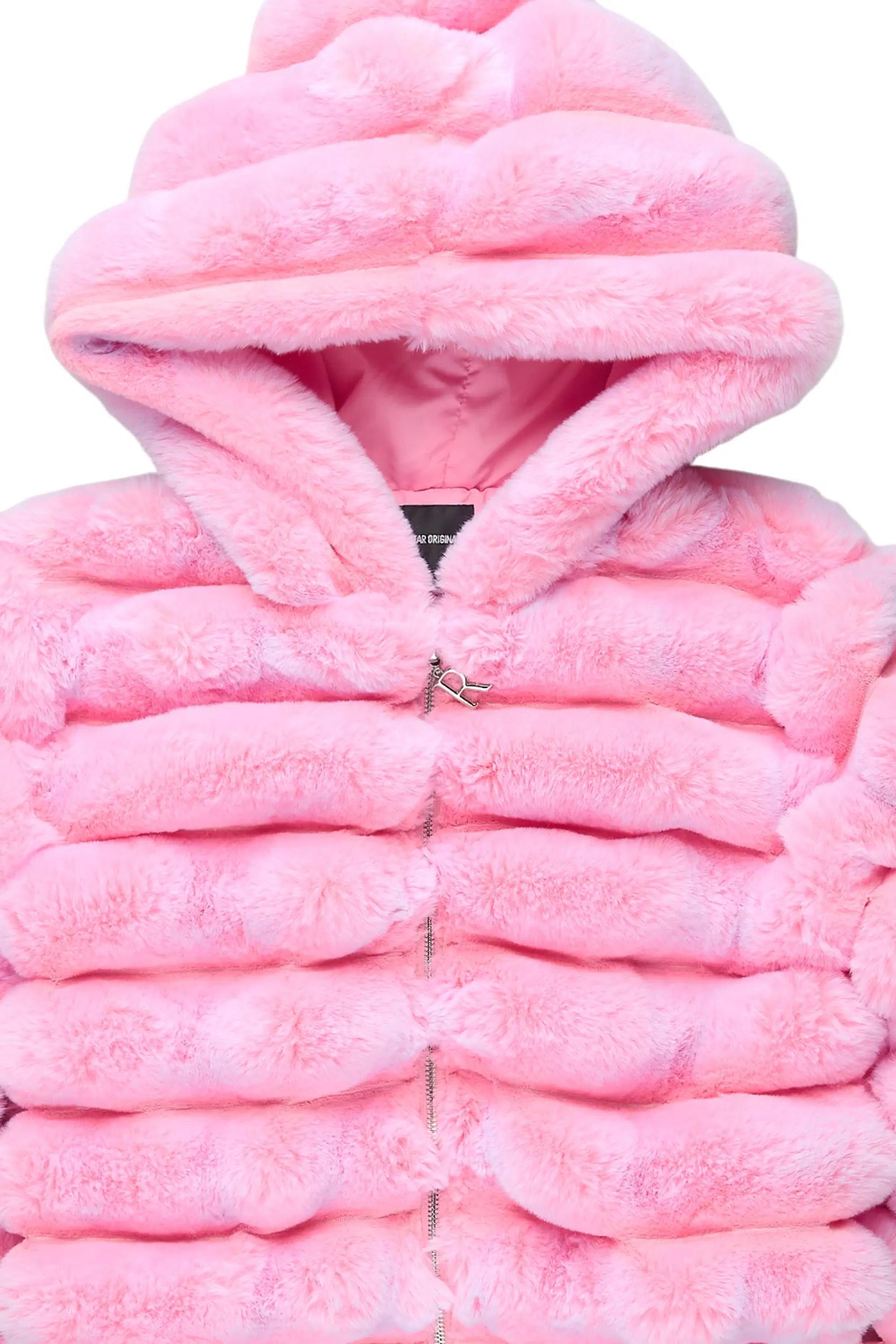 Vinetria Pink Fur Jacket With Hood Female Product Image