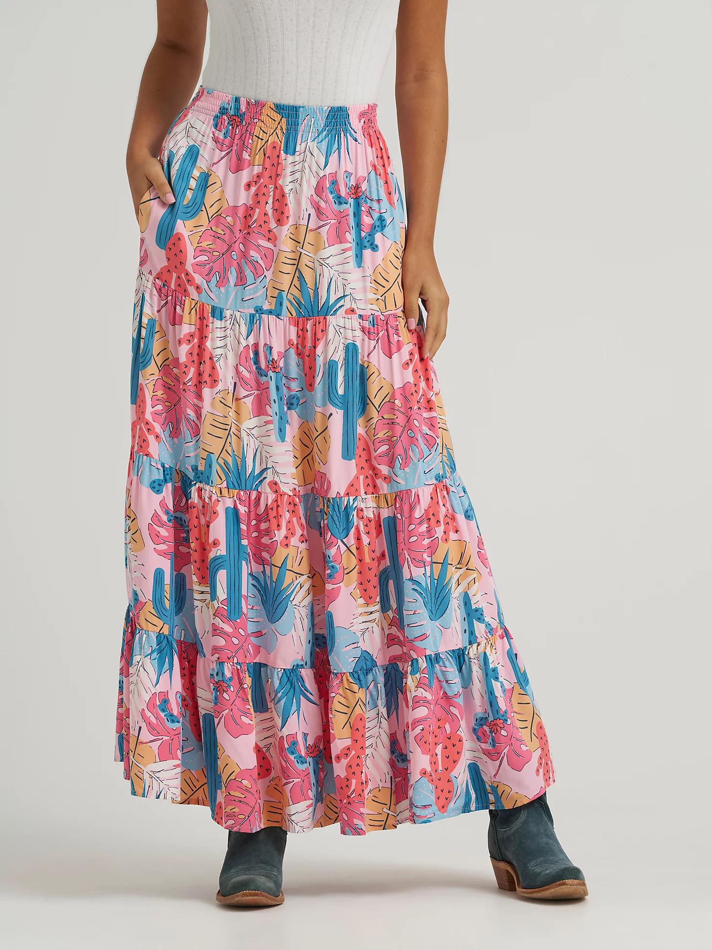 Women's Wrangler Printed Tiered Maxi Skirt Product Image