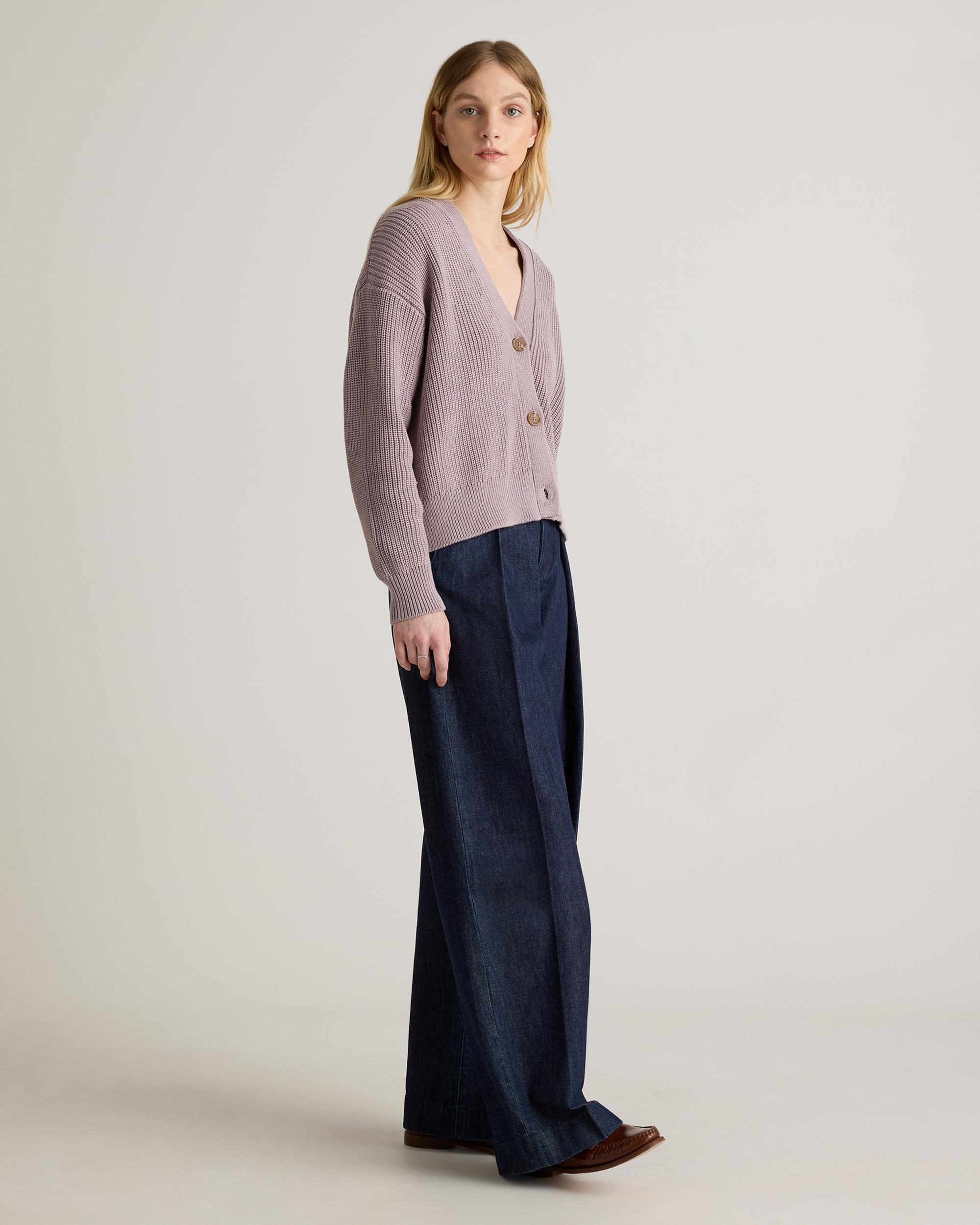 Quince | Women's Fisherman Boxy Cropped Cardigan Sweater Size XS, Organic Cotton Product Image