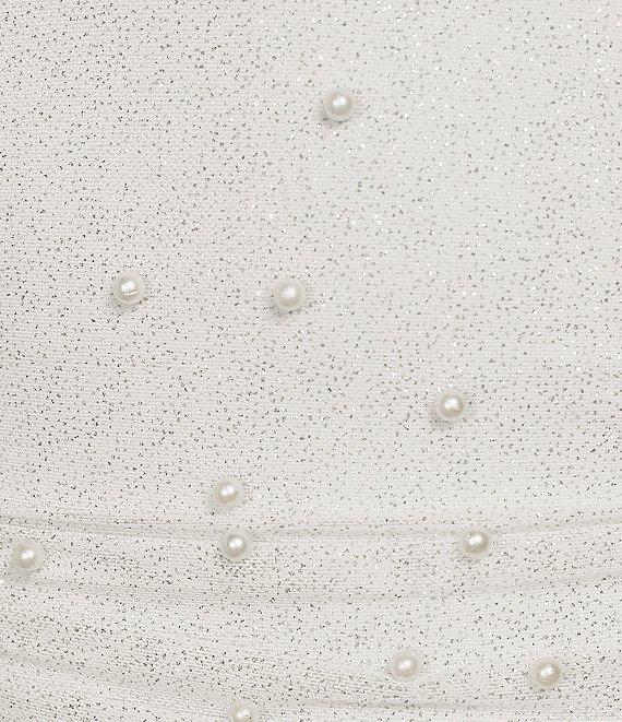 Pear Culture Glitter Pearl Beaded Halter Neck Shirred Dress Product Image