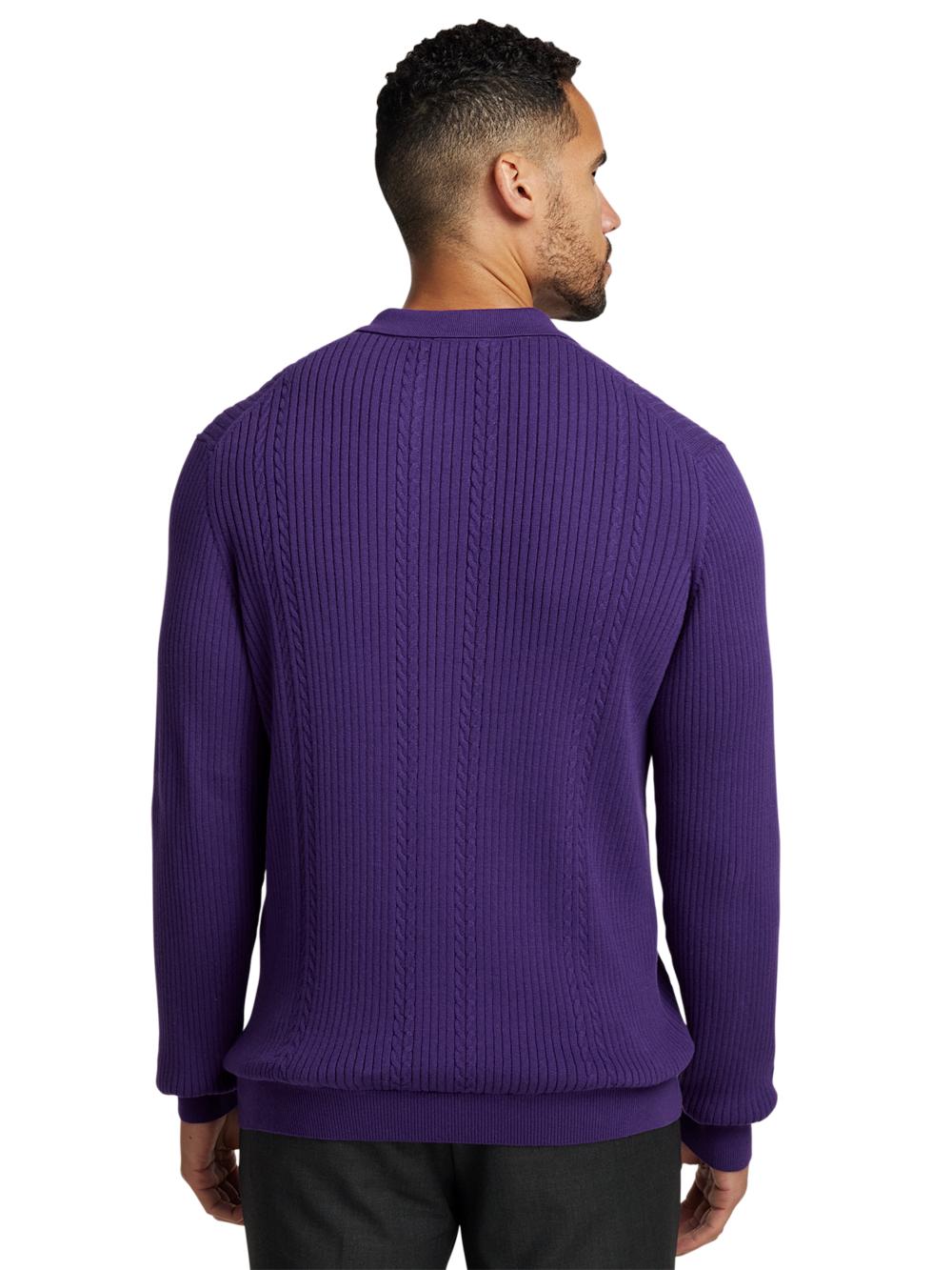 Cotton Three Button Polo - Purple Product Image