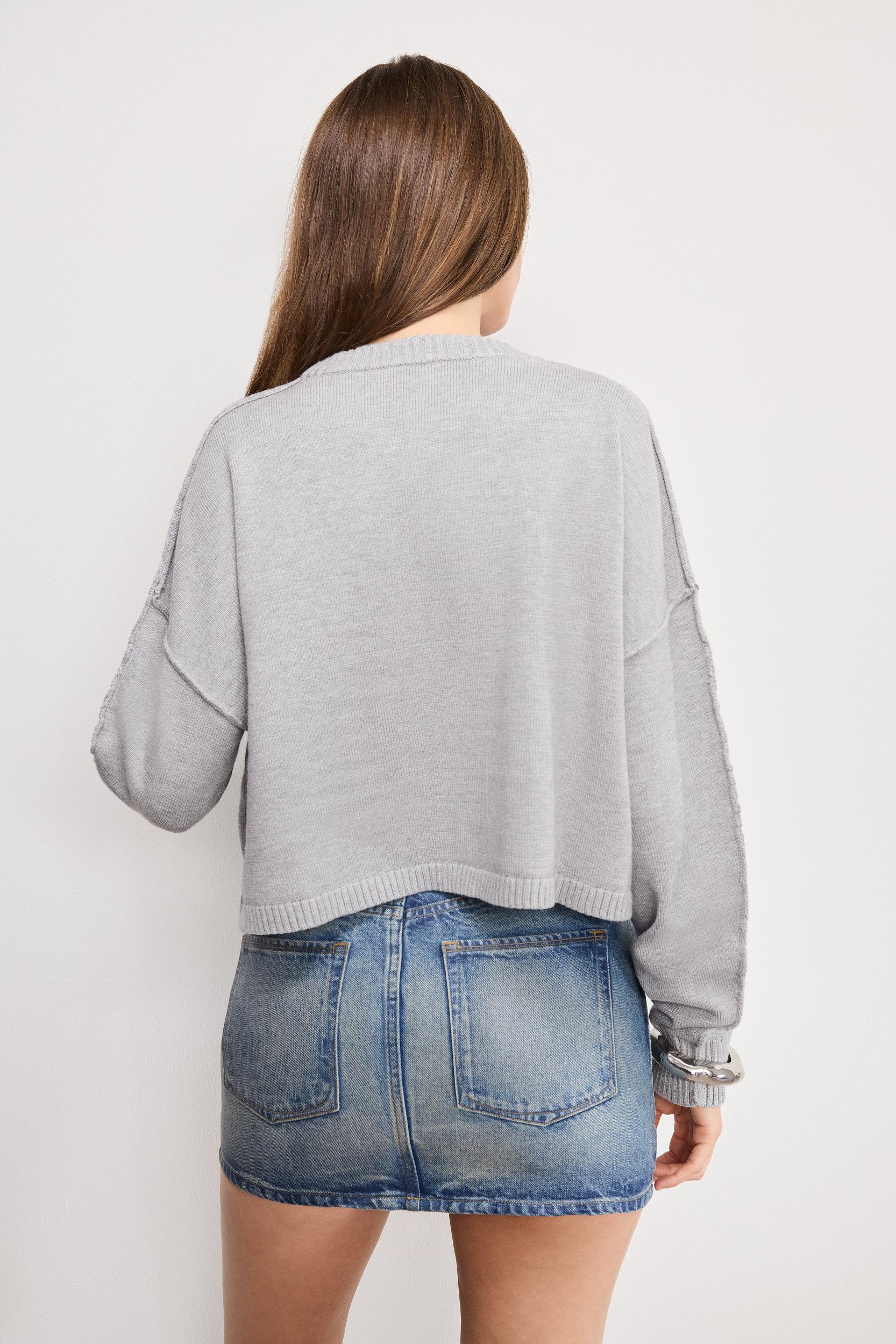 COZY KNIT CREW NECK | MELANGE GREY Product Image