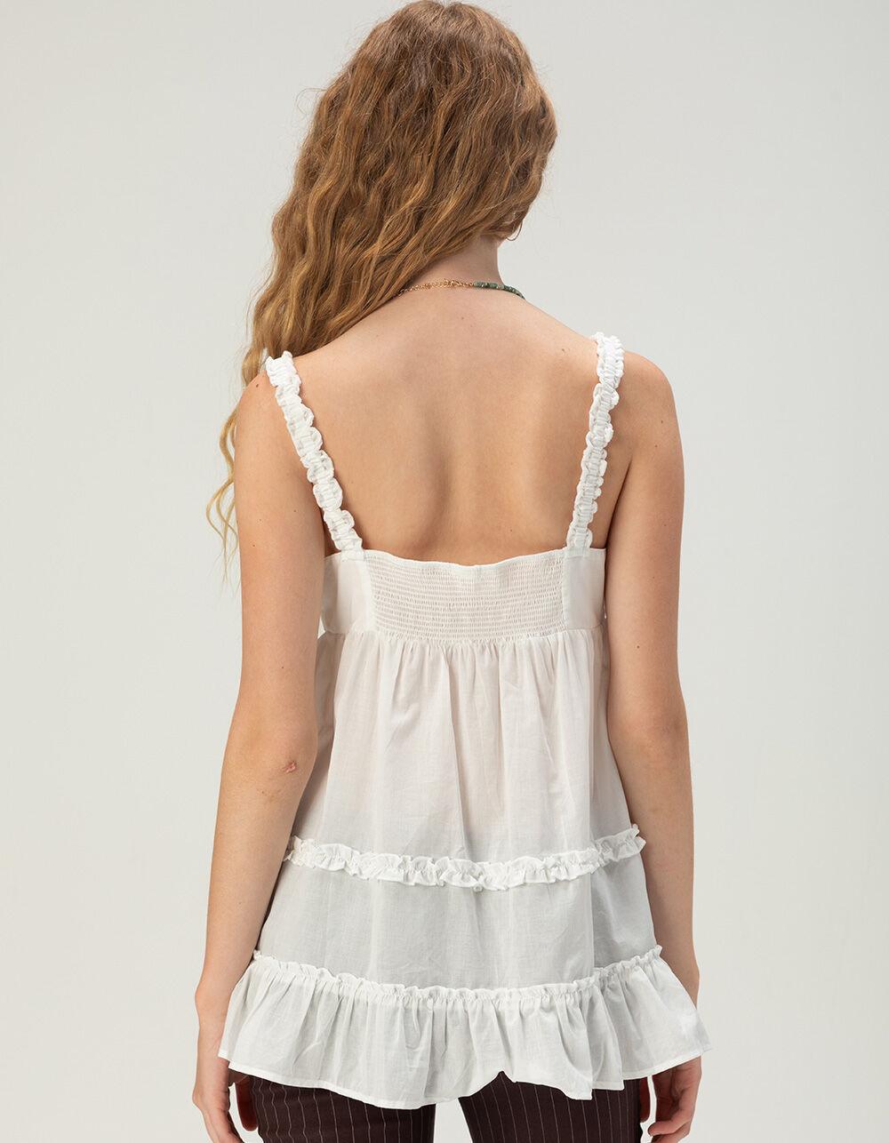 FULL TILT Womens Long Babydoll Top - WHITE Product Image
