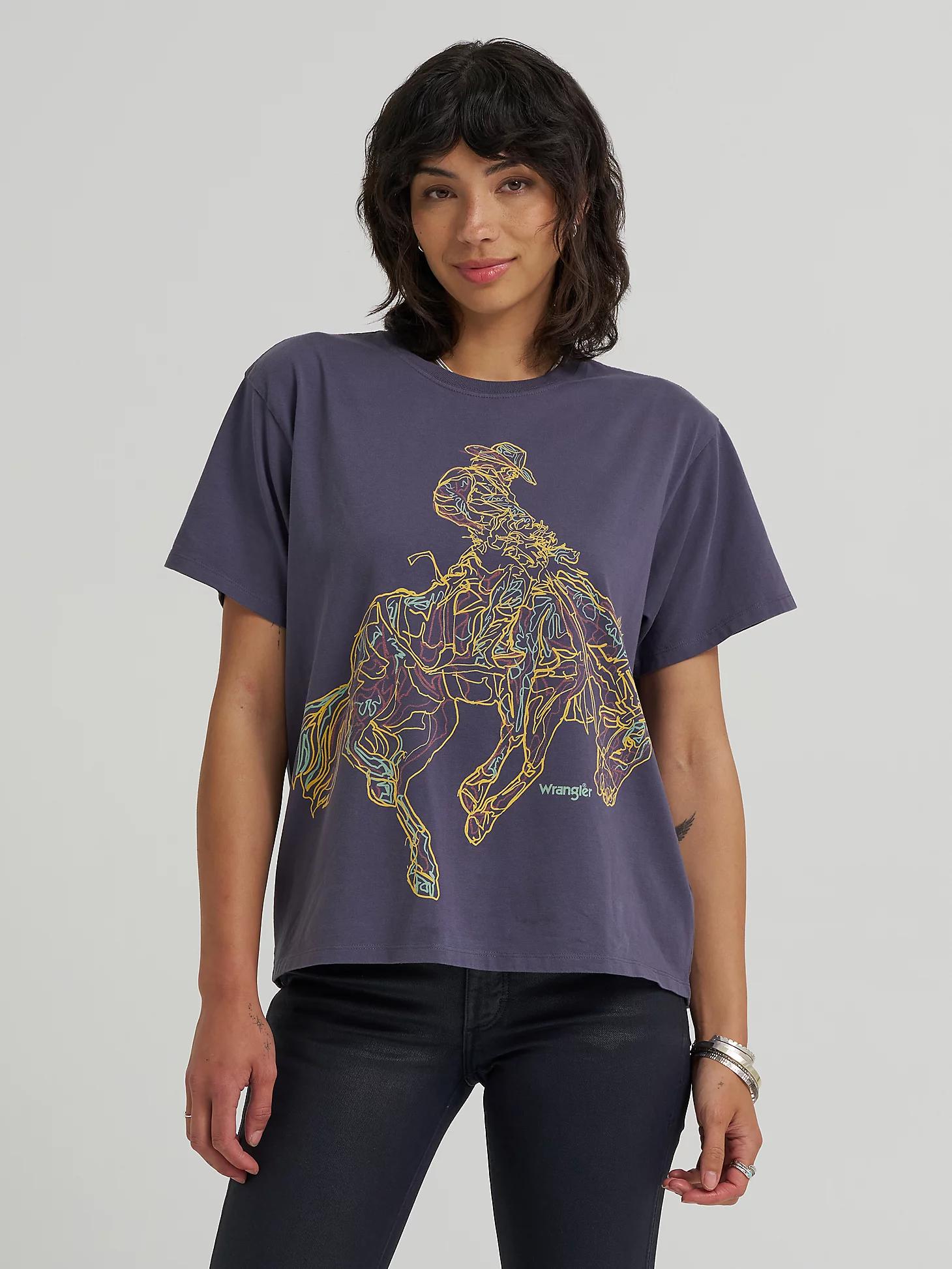 Women's Rodeo Horse Graphic Tee in Graystone Product Image