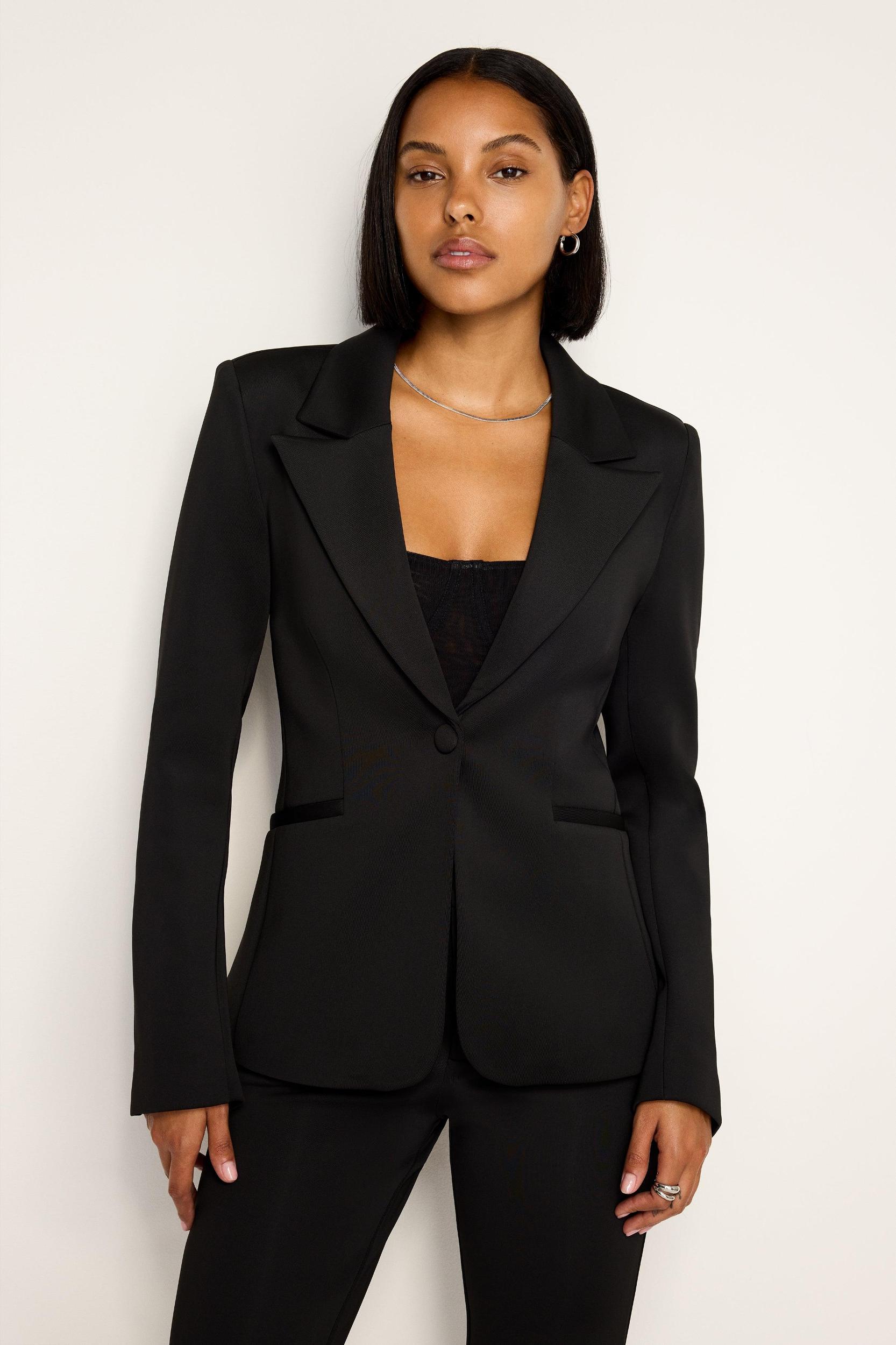 CLASSIC SCULPTED BLAZER | BLACK001 Product Image
