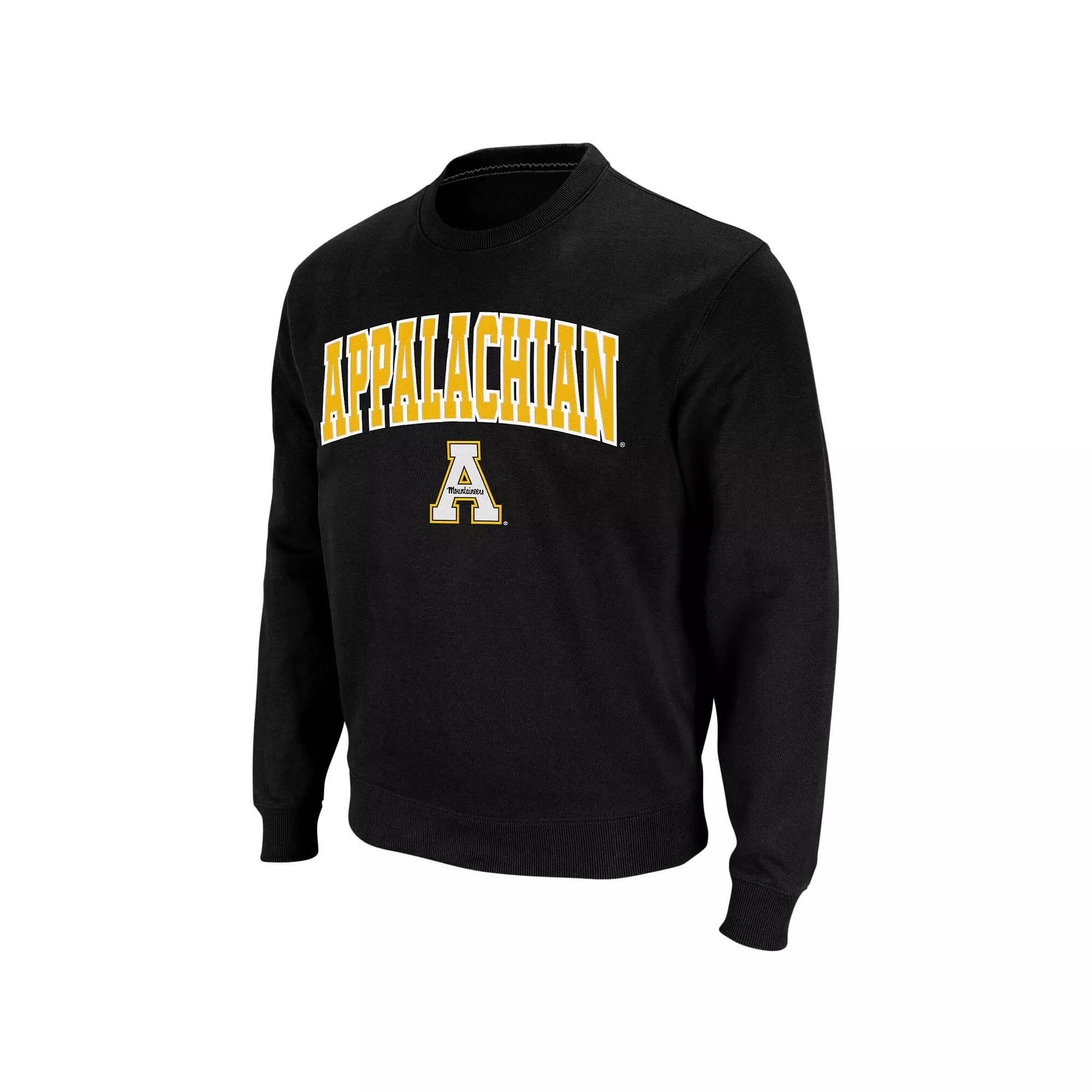 Men's Colosseum Black Appalachian State Mountaineers Arch & Logo Crew Neck Sweatshirt, Size: XL, App Black Product Image