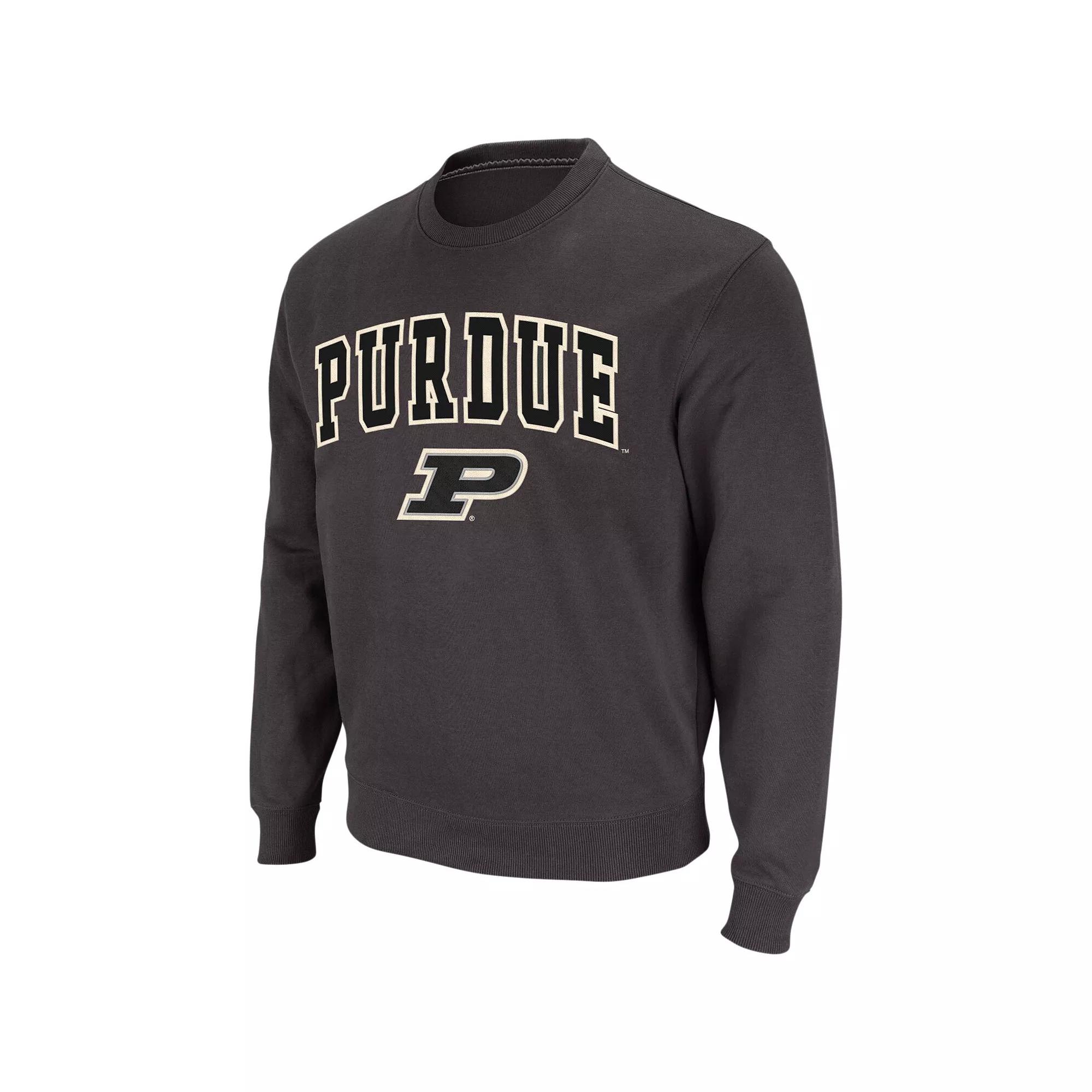 Men's Colosseum Charcoal Purdue Boilermakers Arch & Logo Crew Neck Sweatshirt,  Product Image