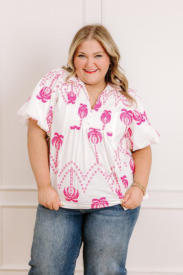 Palms Away Embroidered Top Curves Product Image