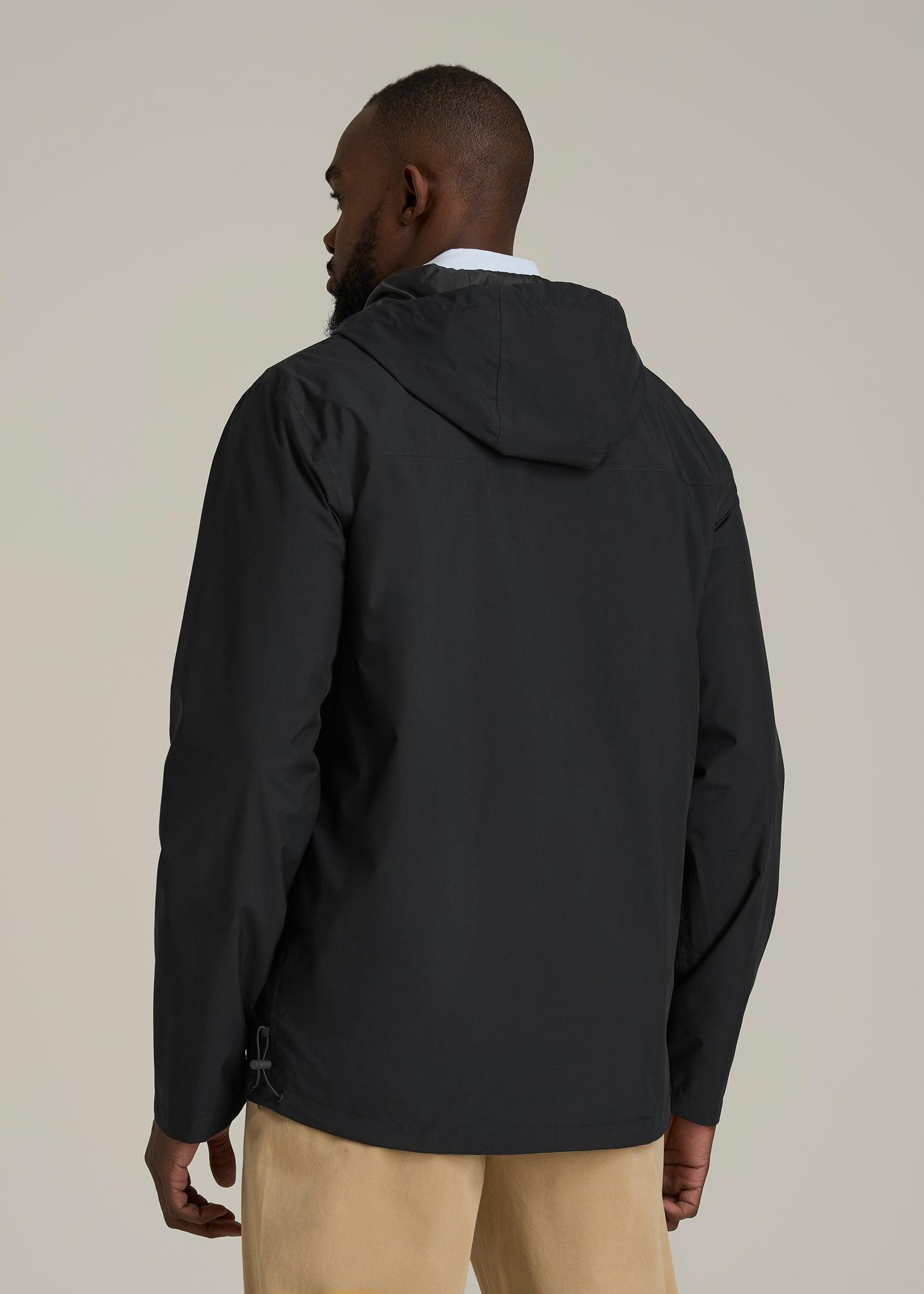 Lightweight Rain Jacket for Tall Men in Black Male Product Image