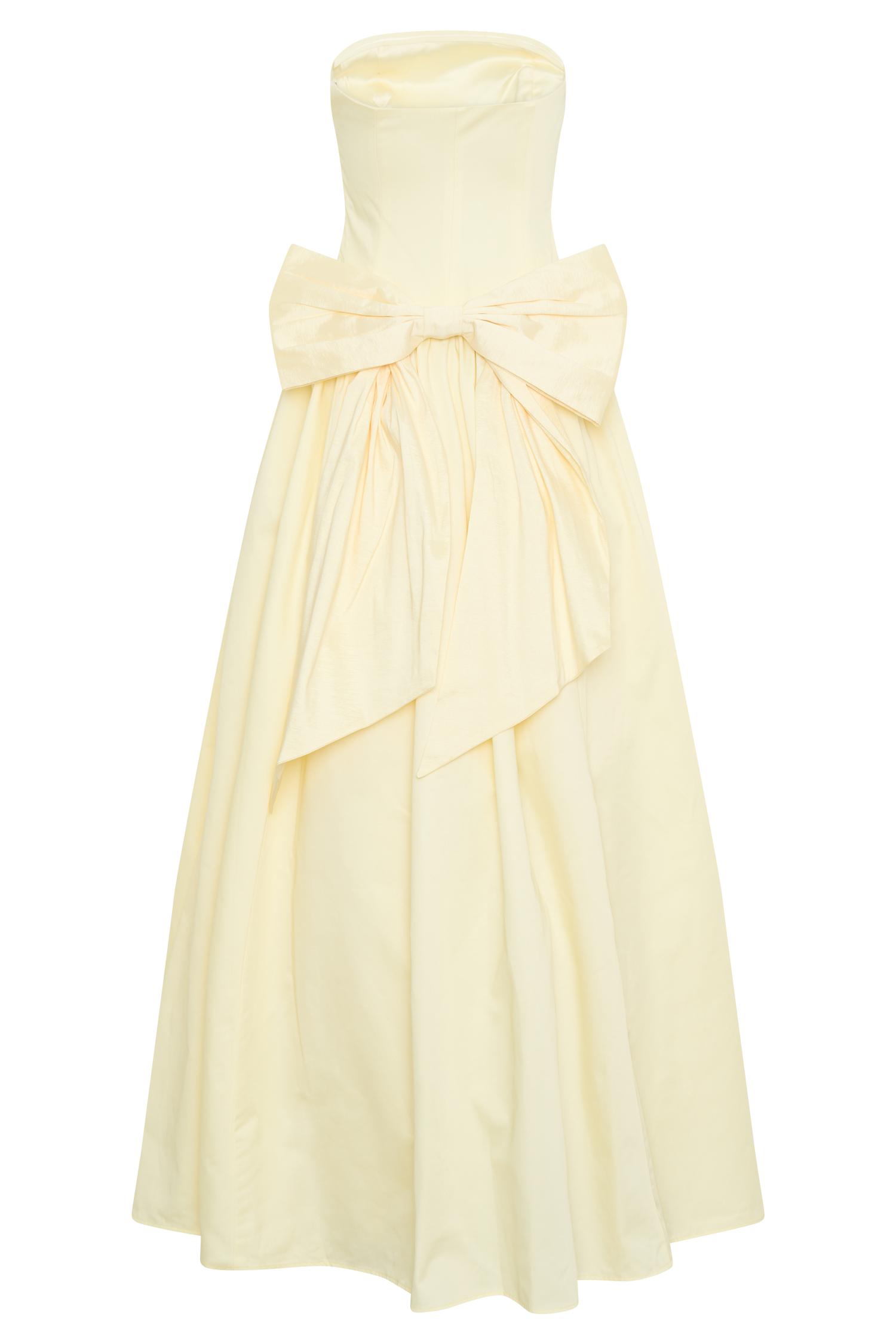 Frances Strapless Bow Maxi Dress - Lemon Product Image