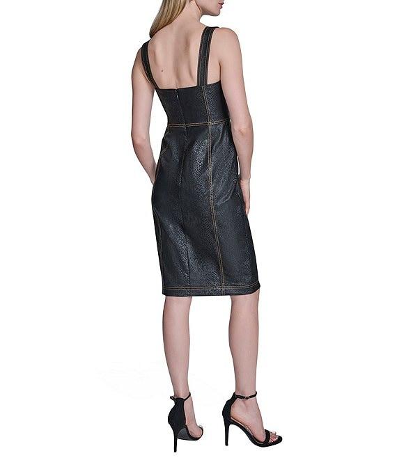 BCBG Sleeveless Sweetheart Neckline Stretch Denim Dress Product Image
