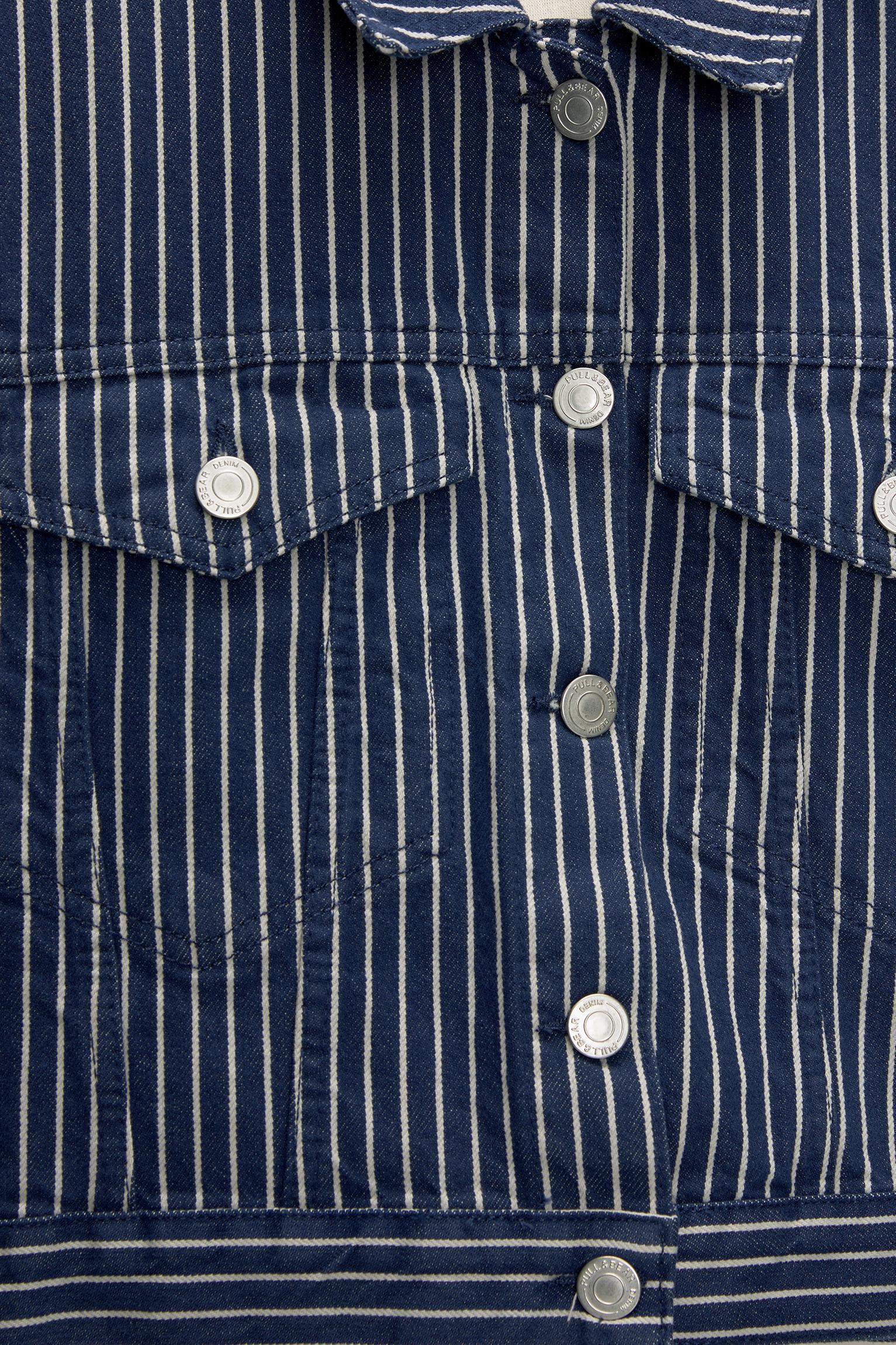 Oversized striped denim jacket Product Image