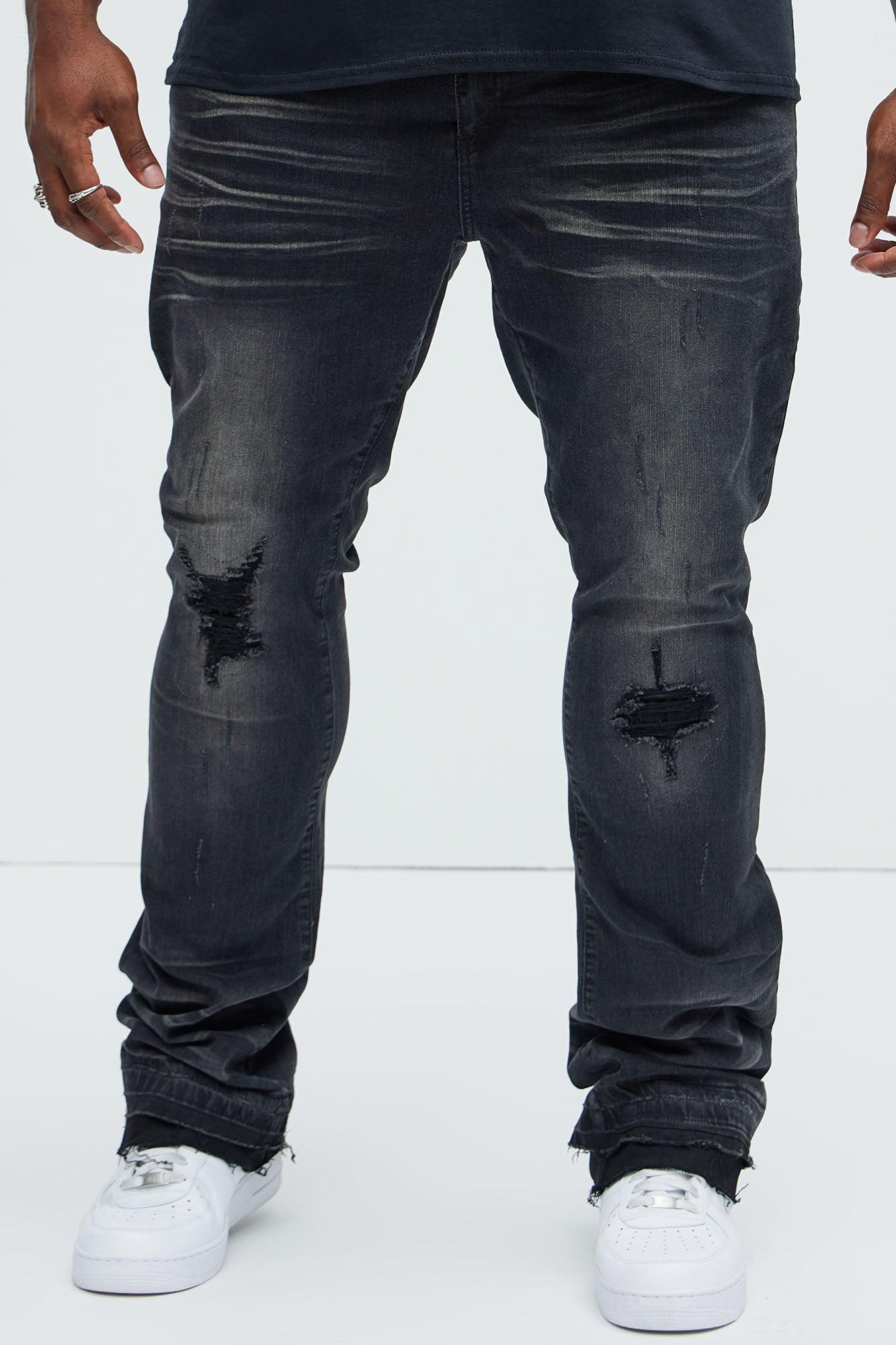 Below Me Distressed Skinny Flare Jeans - Grey Product Image