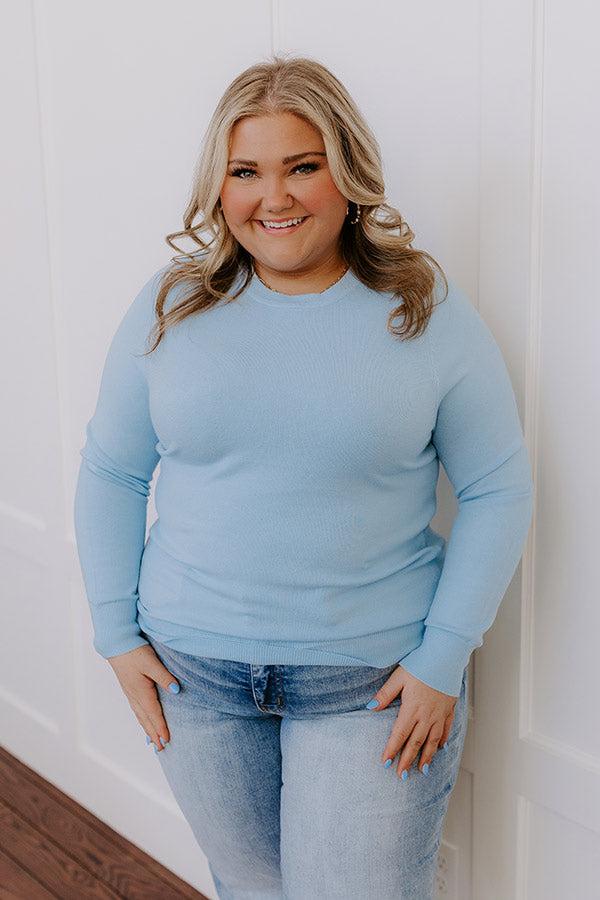 Breezy Chic Knit Sweater Top in Sky Blue Curves Product Image