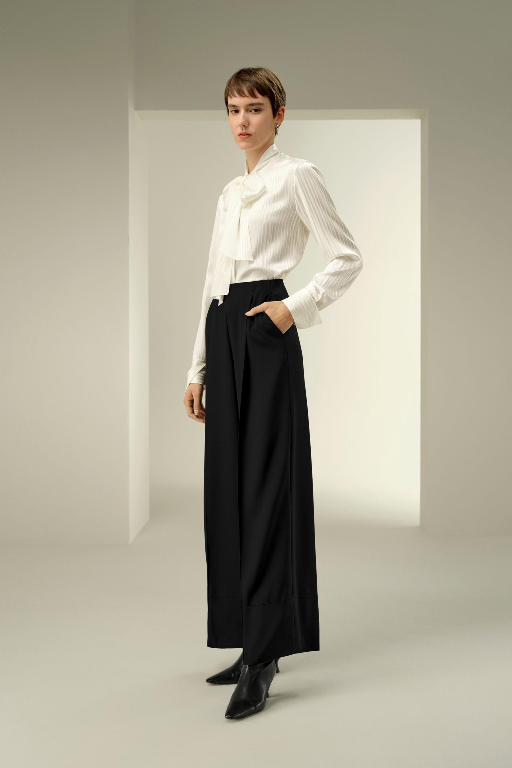 Stretch Silk Wide-Leg Pants Product Image