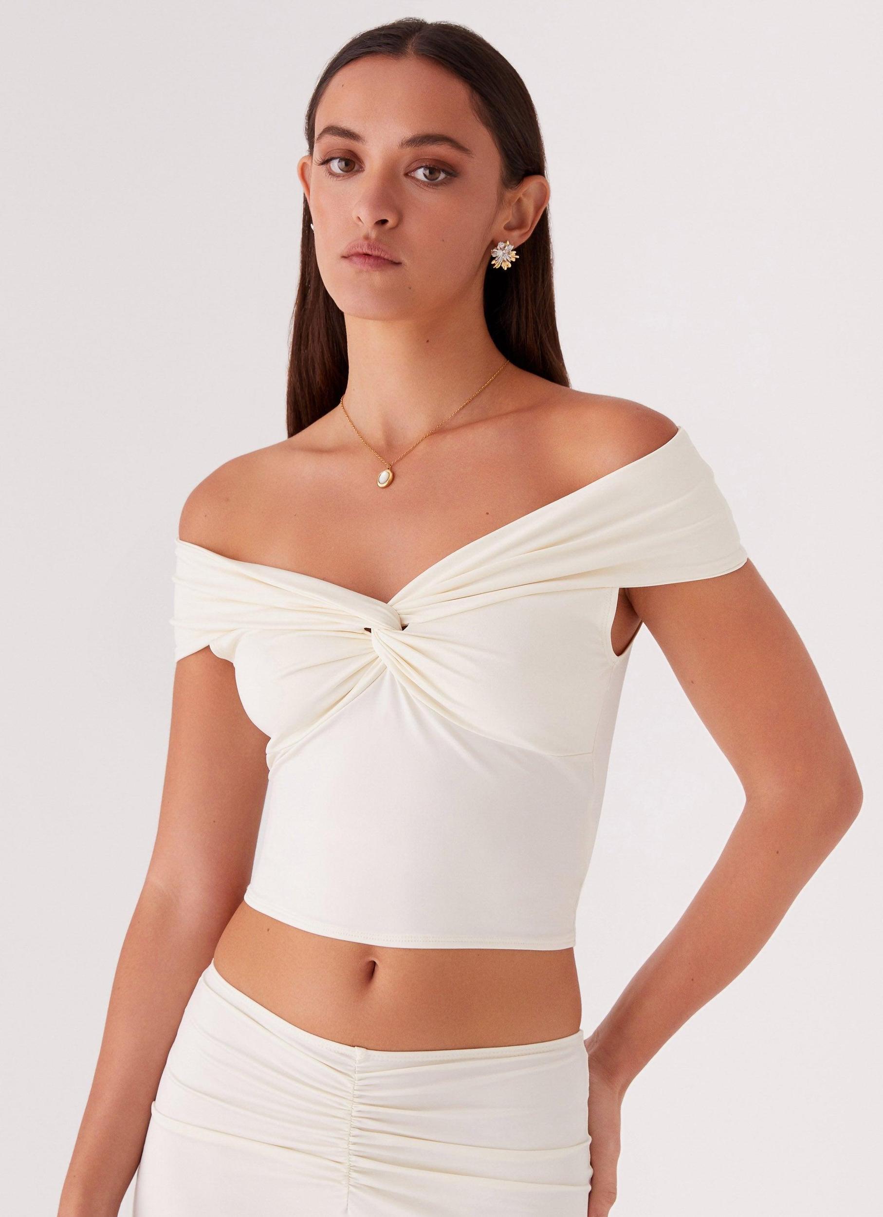Trixie Twist Off Shoulder Top - Ivory Product Image