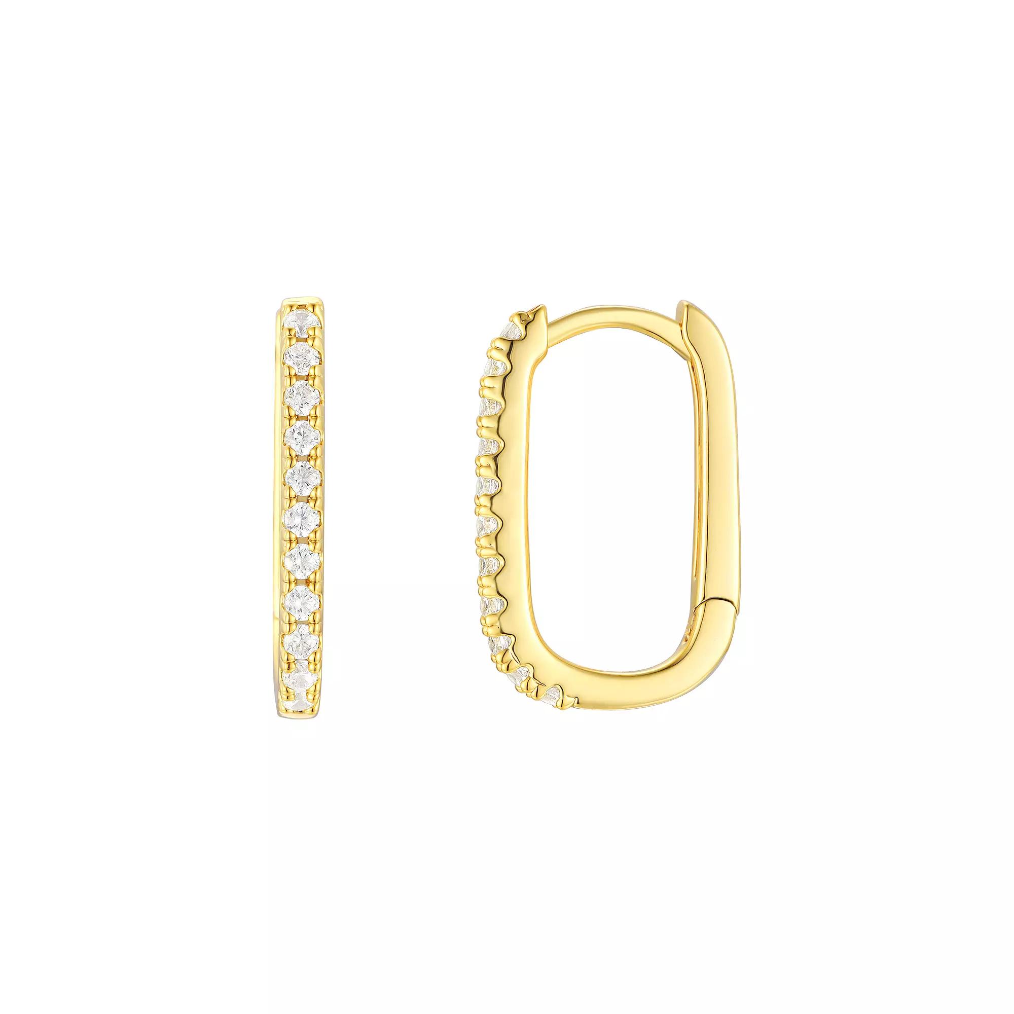 Taylor Grace 14k Gold Plated Cubic Zirconia Oval Hoop Earrings, Women's, Gold Tone Product Image