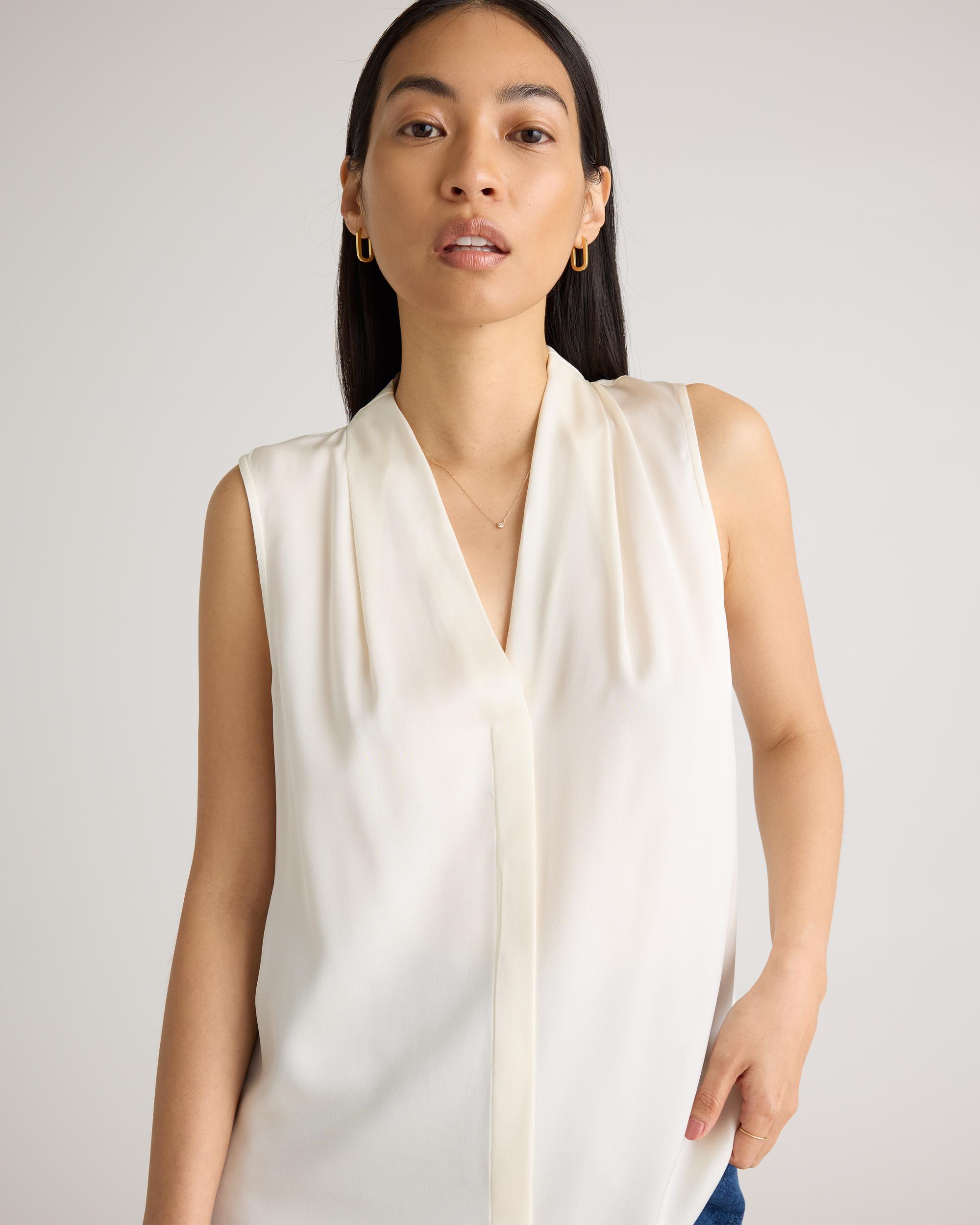 Quince | Women's 100% Washable Silk Stretch Sleeveless Blouse Product Image