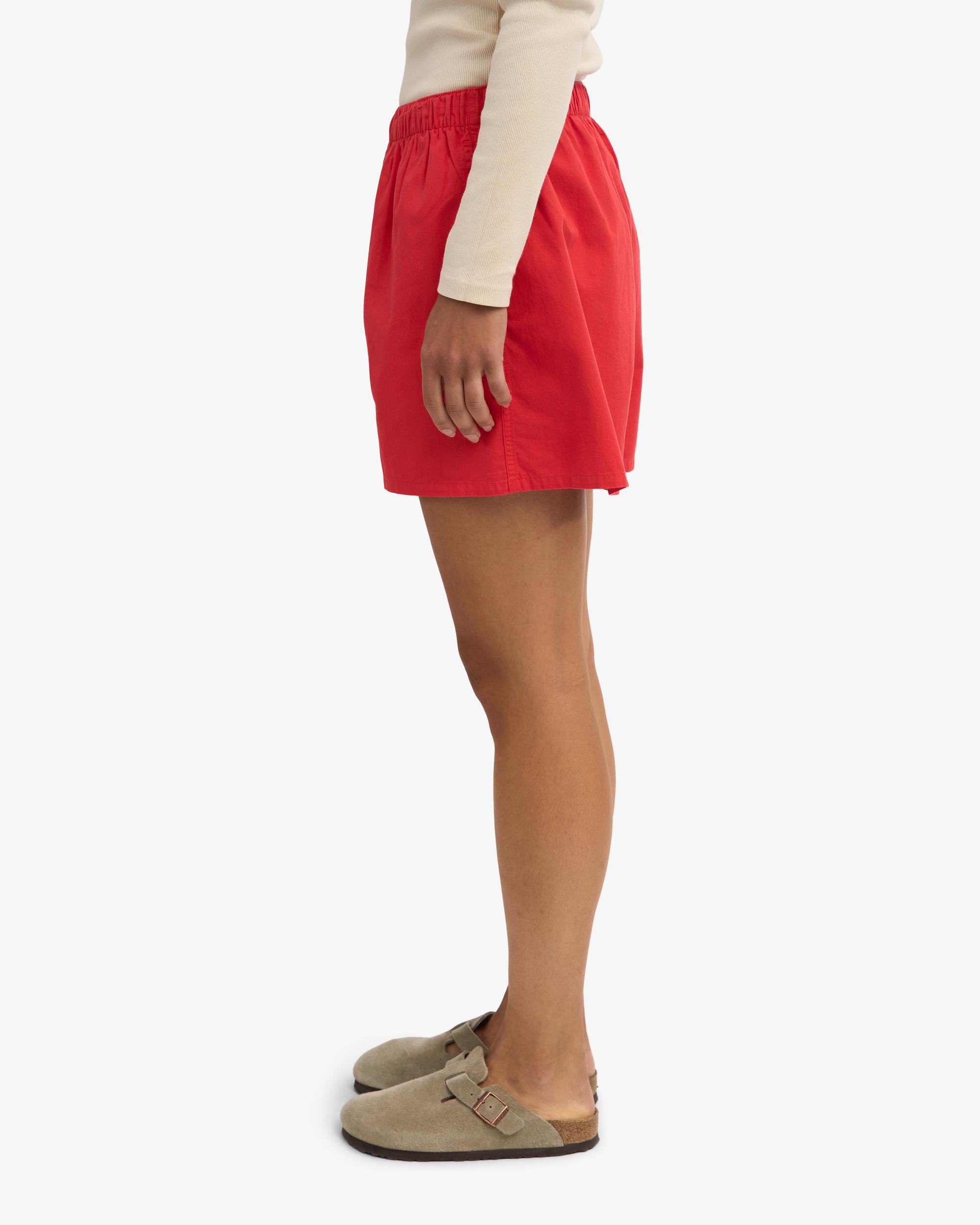 Women Organic Twill Shorts - Red Tangerine Product Image