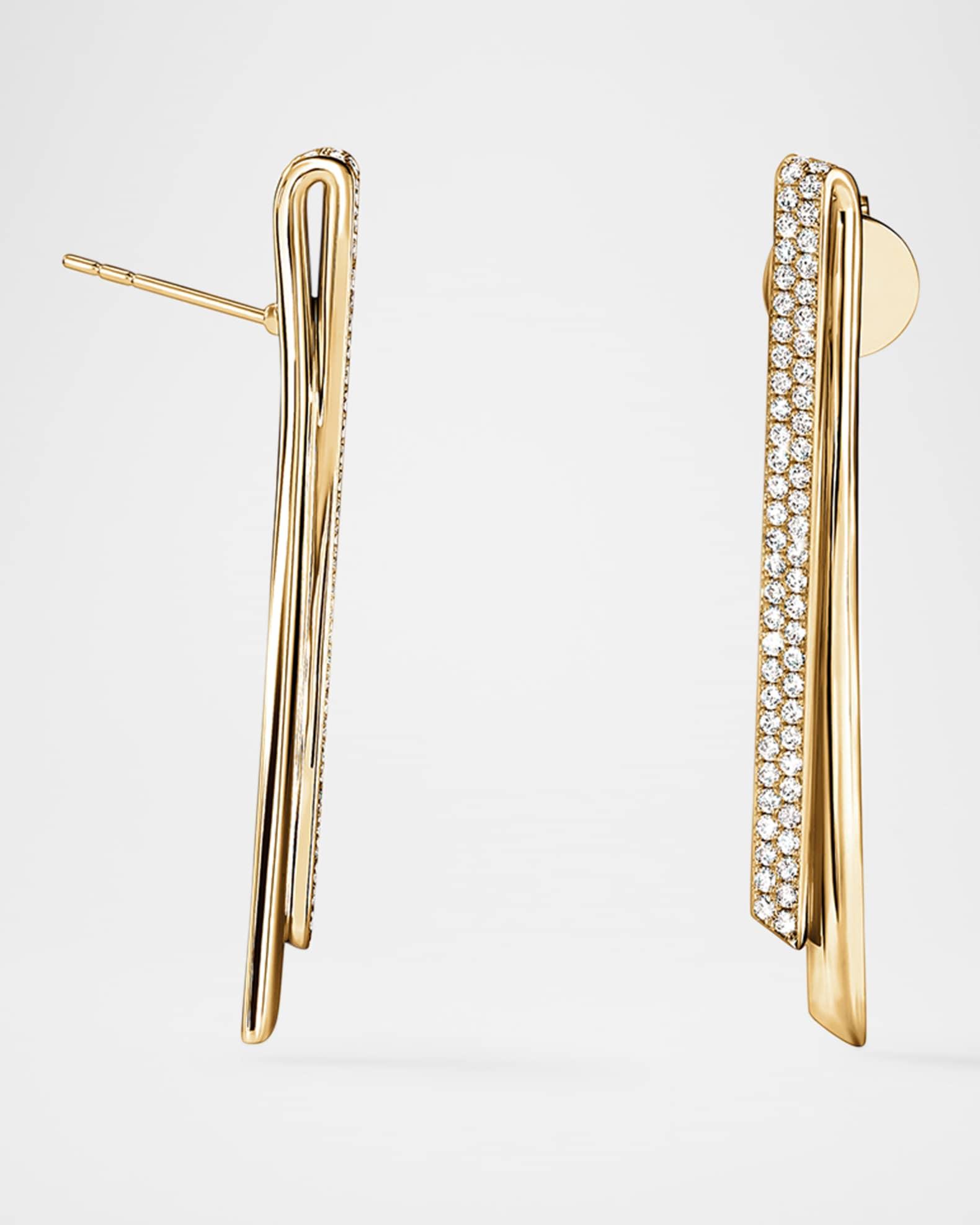 18K Yellow Gold Inside Out Diamond Flip Drop Earrings Product Image