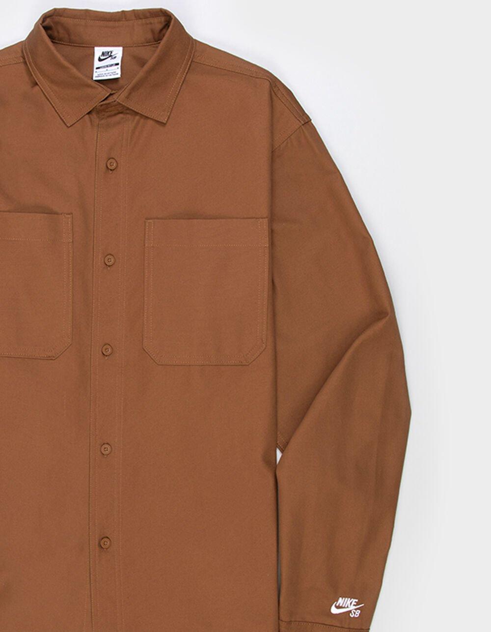 NIKE SB New Essential Button Up Skate Shirt - LIGHT BROWN Product Image
