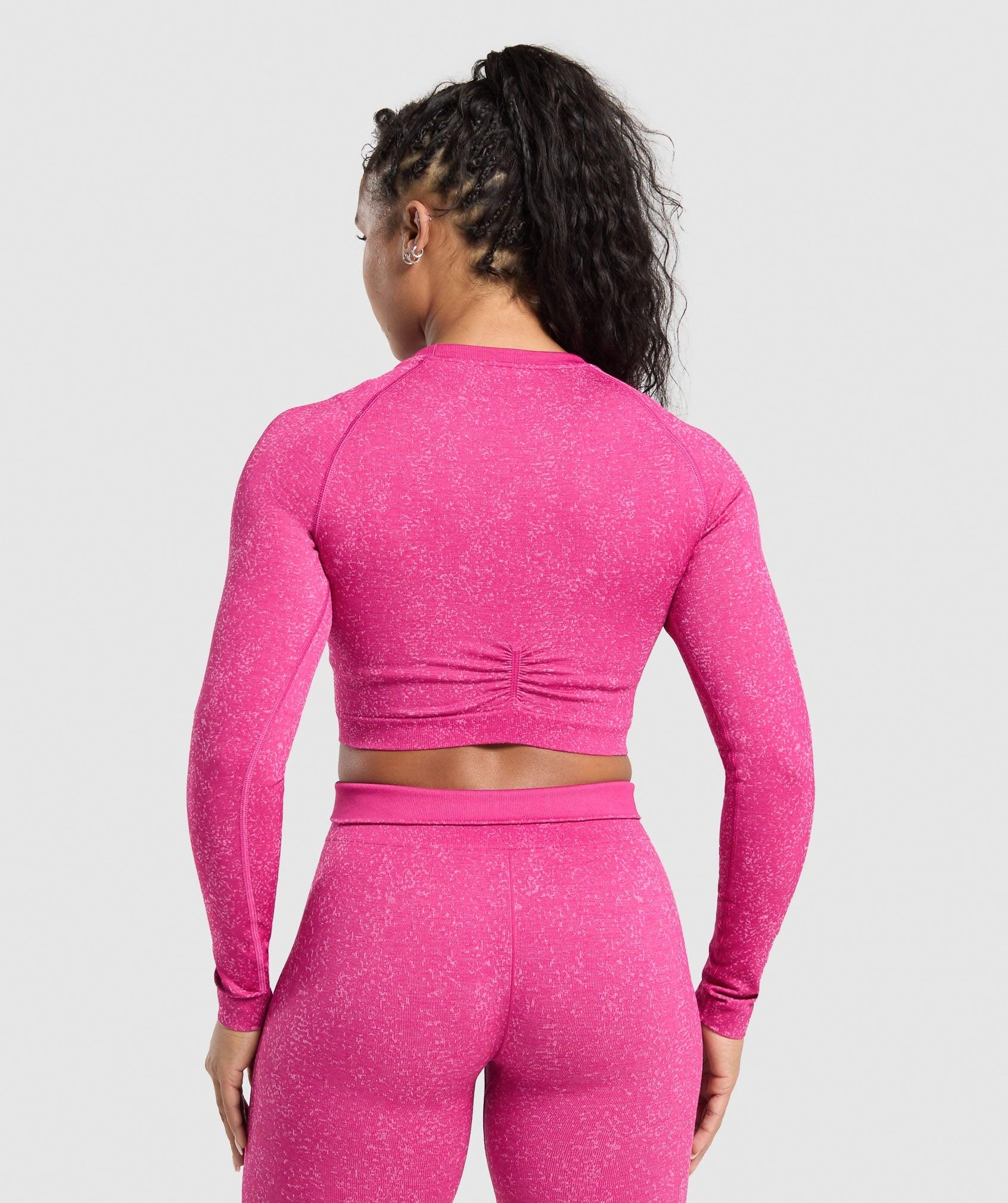 Gymshark Adapt Fleck Seamless Long Sleeve Crop Top - Winning Pink/Sour Pink Female Product Image