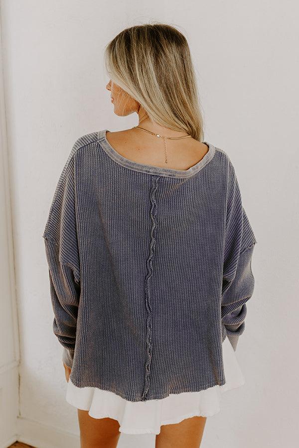 Cozy Couture Waffle Knit Top in Autumn Sky Product Image