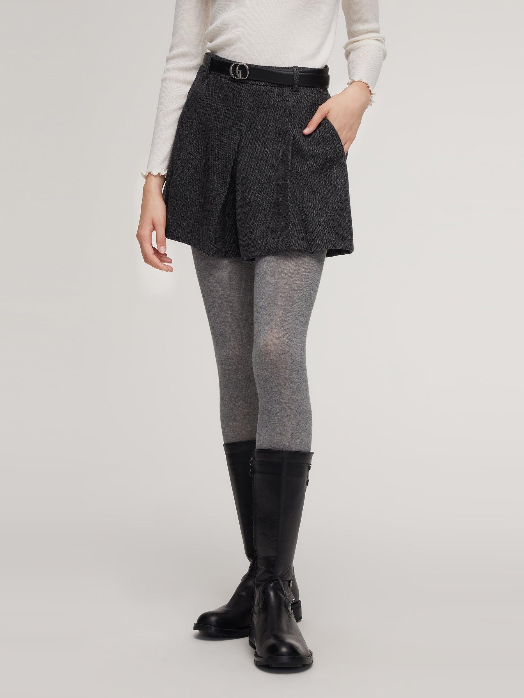100% Washable Wool A-Line Women Culotte Skirt Product Image