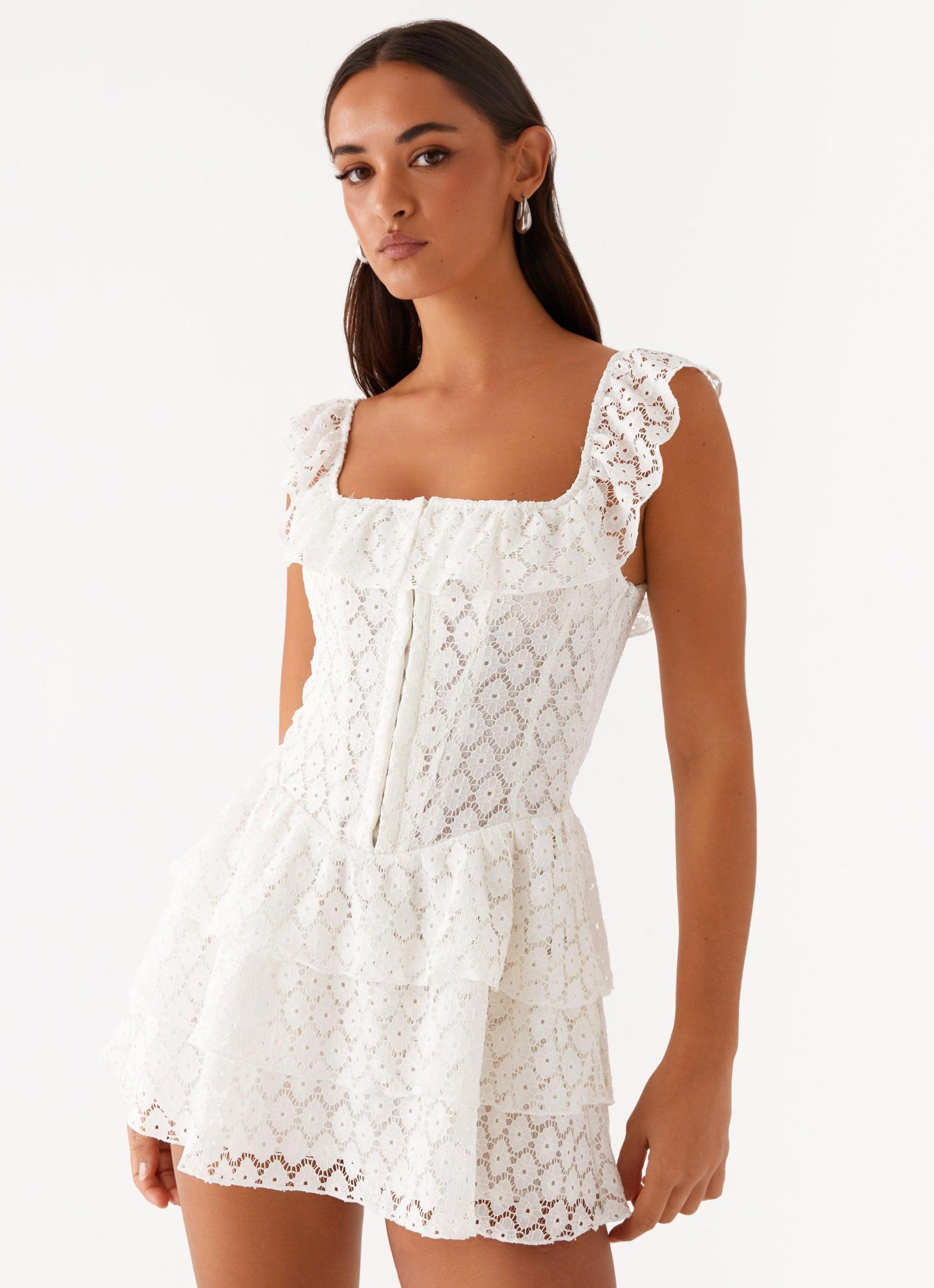 Paradise Dreams Corset Mini Dress - White Product Image