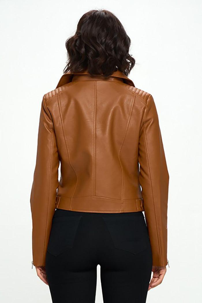 Faux Leather Moto Biker Jacket Product Image