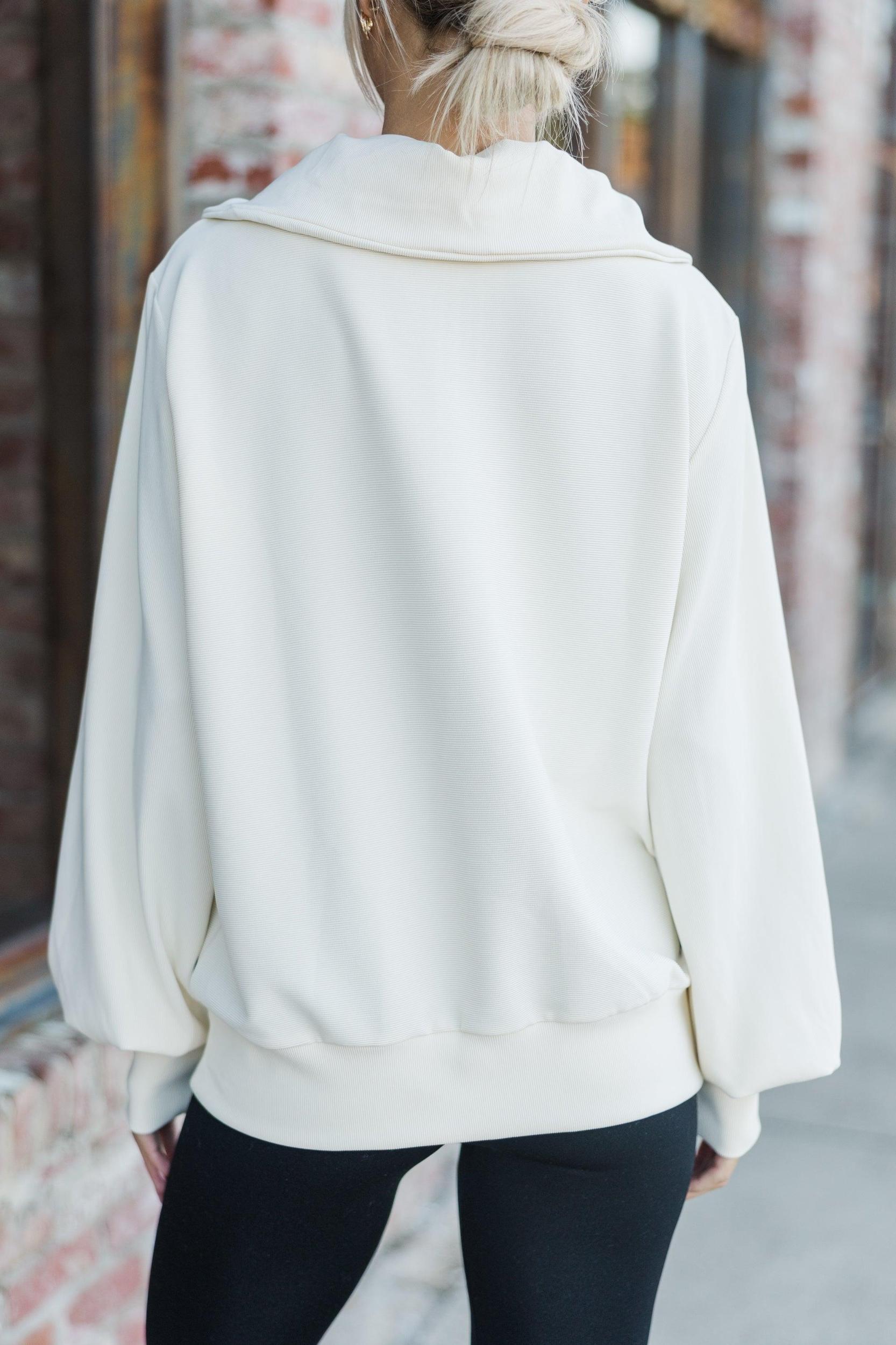 Today's The Day Cream White Quarter Zip Pullover Female Product Image