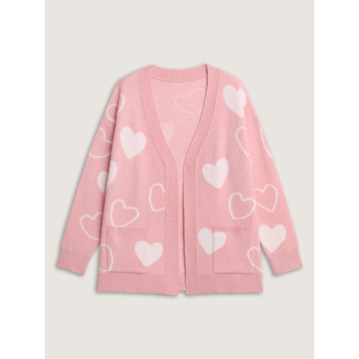 Plus Size In Love Pockets Front-Open Knit Cardigan Blush Women Romantic Loose Long Sleeve Elegant Cardigans BloomChic 26/4X Product Image